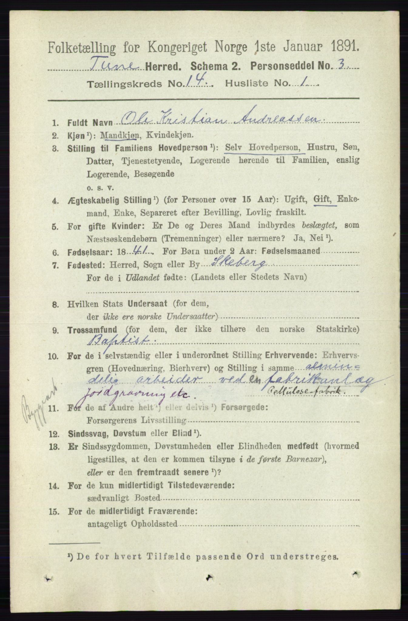 RA, 1891 census for 0130 Tune, 1891, p. 7926