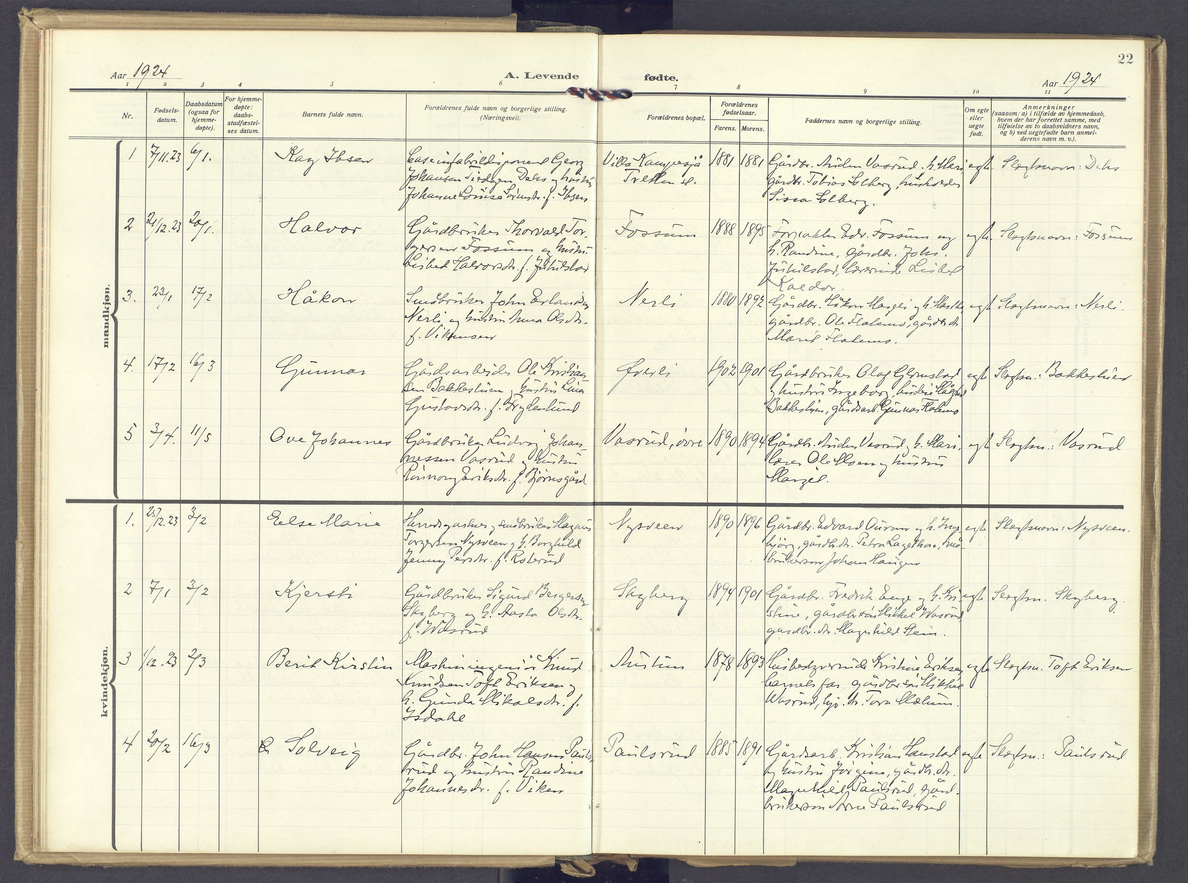 Øyer prestekontor, AV/SAH-PREST-084/H/Ha/Haa/L0014: Parish register (official) no. 14, 1919-1932, p. 22