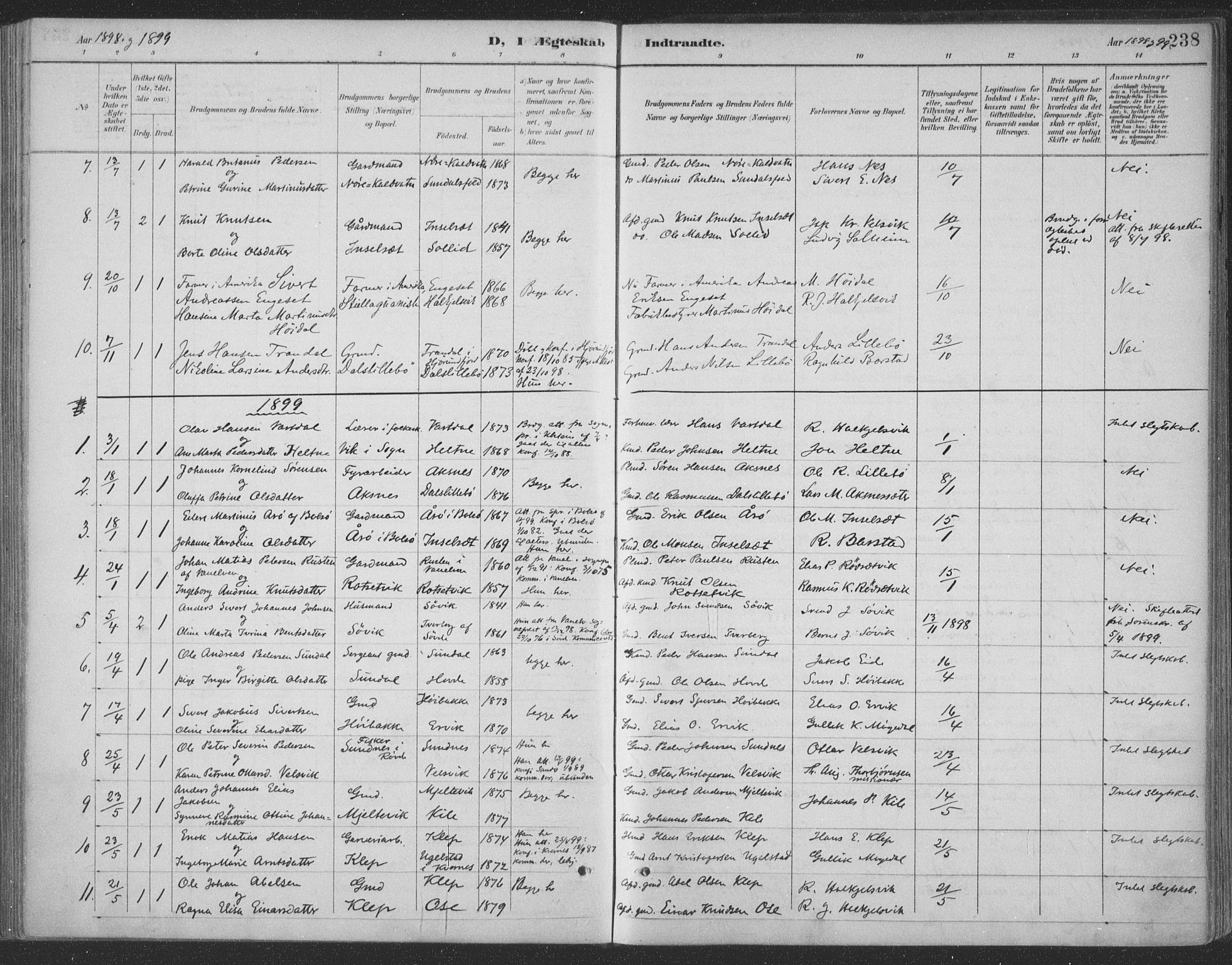 Ministerialprotokoller, klokkerbøker og fødselsregistre - Møre og Romsdal, AV/SAT-A-1454/511/L0142: Parish register (official) no. 511A09, 1891-1905, p. 238