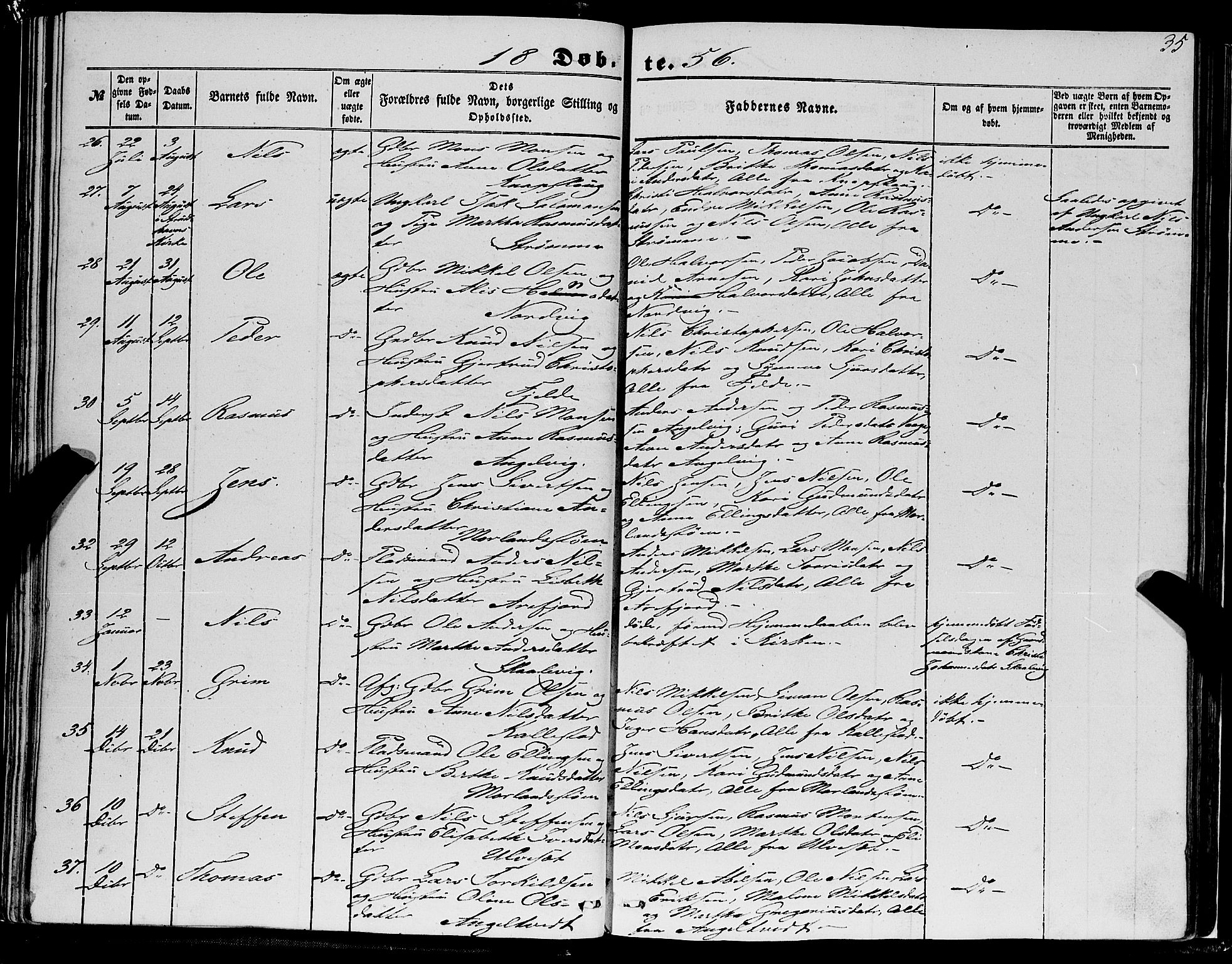 Fjell sokneprestembete, SAB/A-75301/H/Haa: Parish register (official) no. A 2, 1847-1864, p. 35
