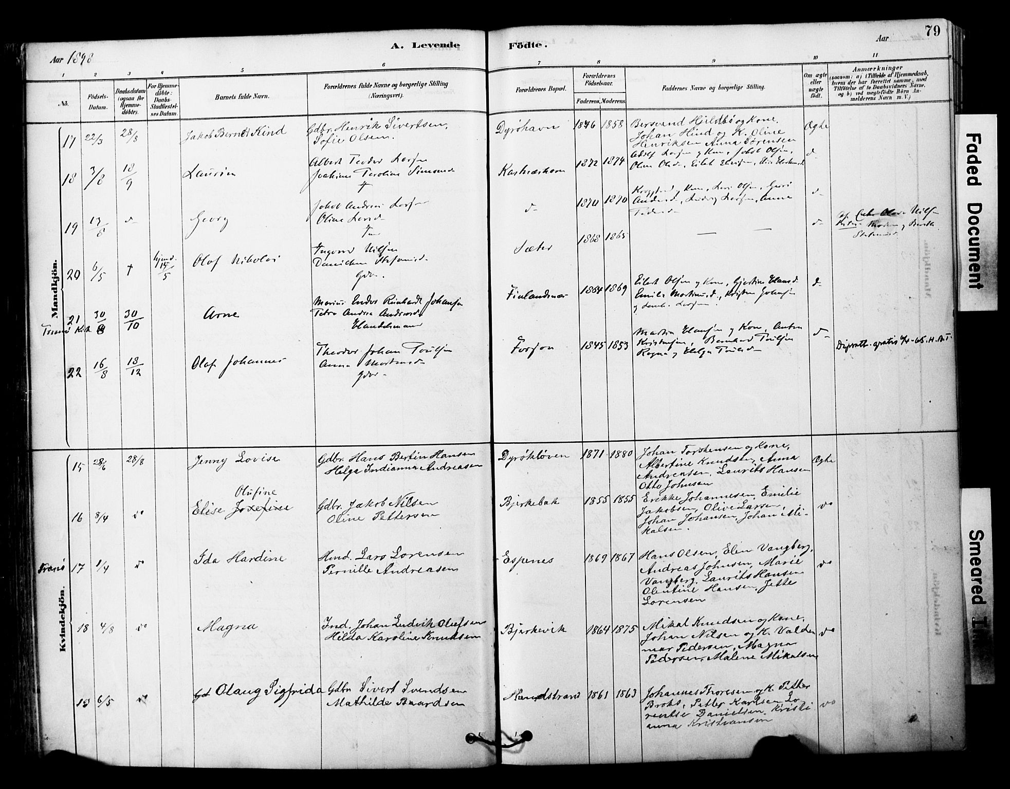 Tranøy sokneprestkontor, AV/SATØ-S-1313/I/Ia/Iaa/L0011kirke: Parish register (official) no. 11, 1878-1904, p. 79