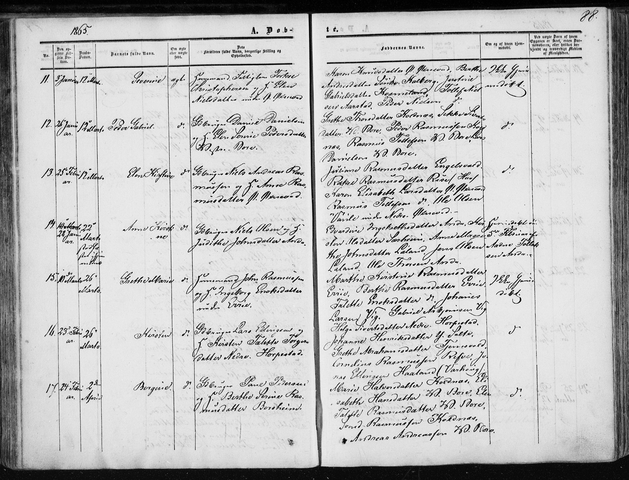 Klepp sokneprestkontor, AV/SAST-A-101803/001/3/30BA/L0005: Parish register (official) no. A 5, 1853-1870, p. 88