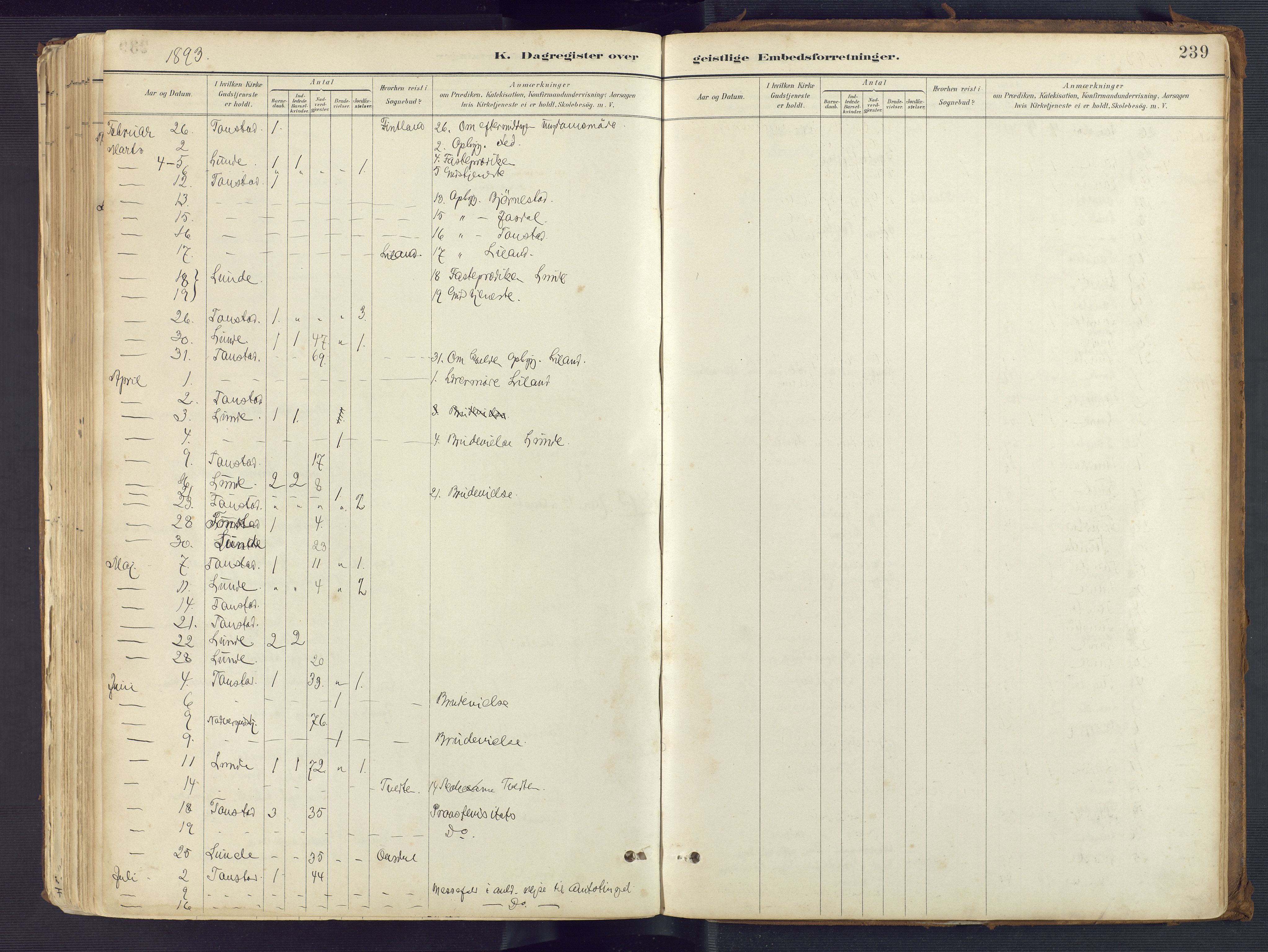 Sirdal sokneprestkontor, SAK/1111-0036/F/Fa/Fab/L0004: Parish register (official) no. A 4, 1887-1919, p. 239