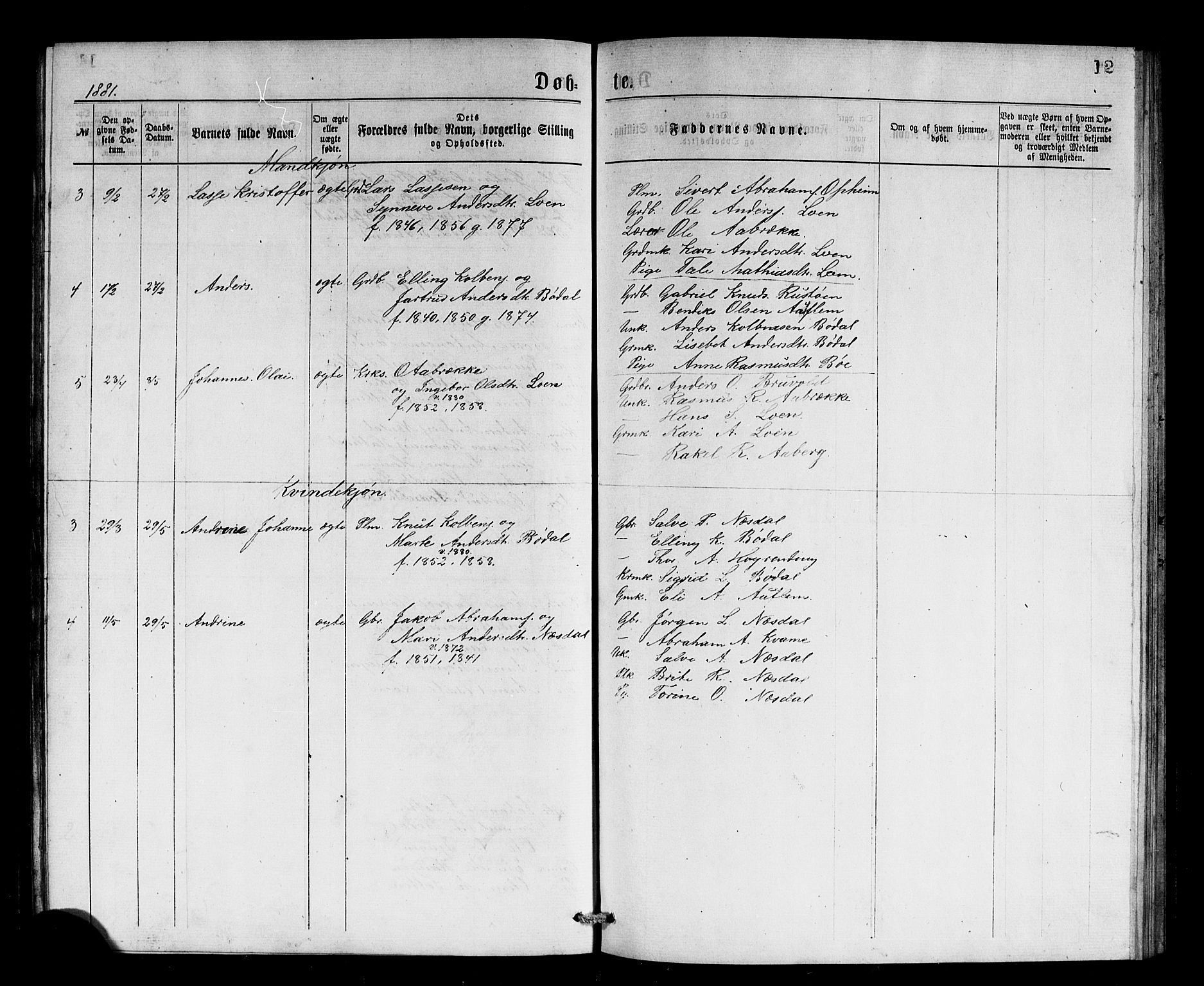 Stryn Sokneprestembete, AV/SAB-A-82501: Parish register (copy) no. B 2, 1877-1881, p. 12