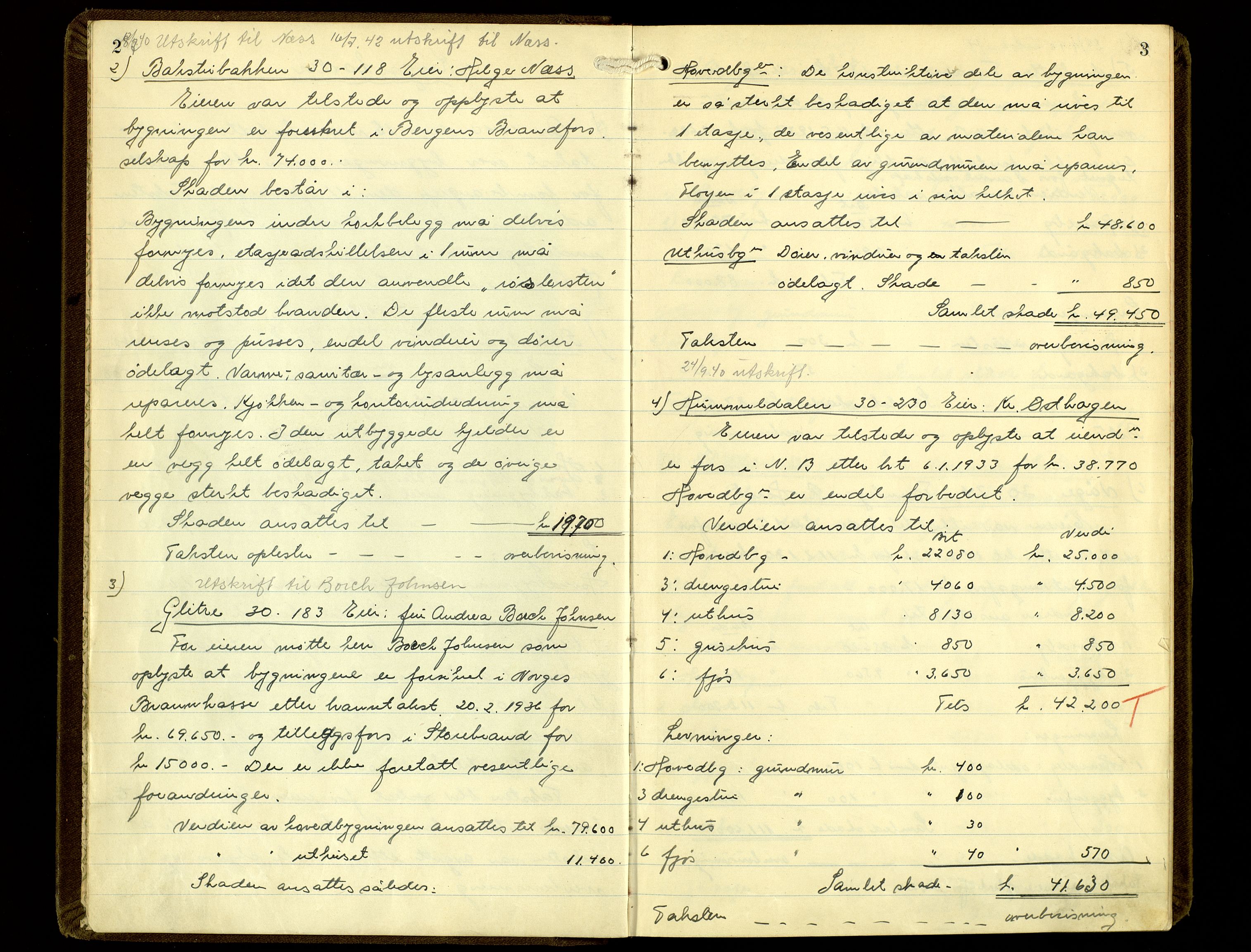 Norges Brannkasse, Elverum, AV/SAH-NBRANE-020/F/L0002: Branntakstprotokoll, 1940-1946, p. 2-3