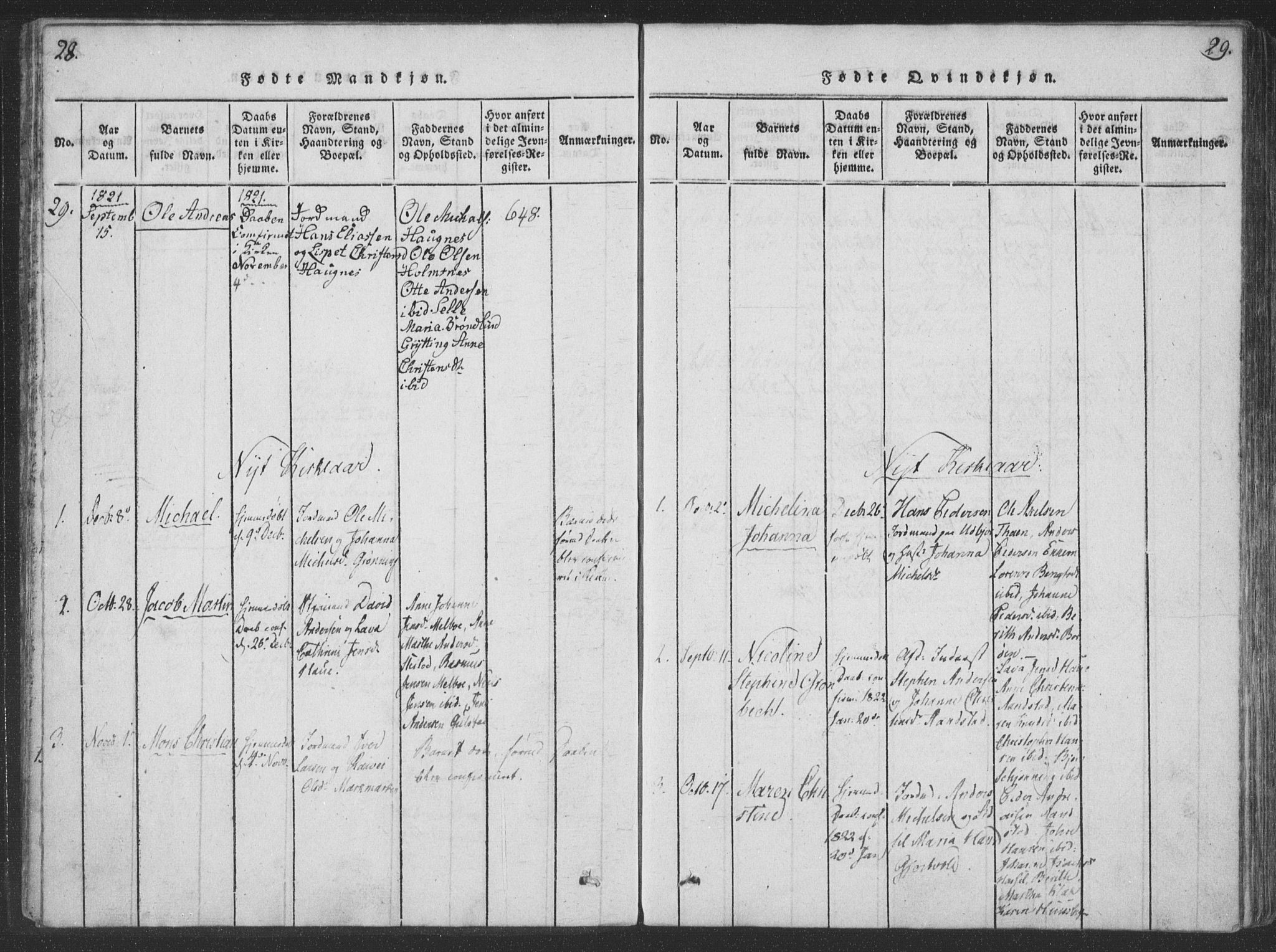 Ministerialprotokoller, klokkerbøker og fødselsregistre - Nordland, SAT/A-1459/888/L1262: Parish register (copy) no. 888C01, 1820-1836, p. 28-29