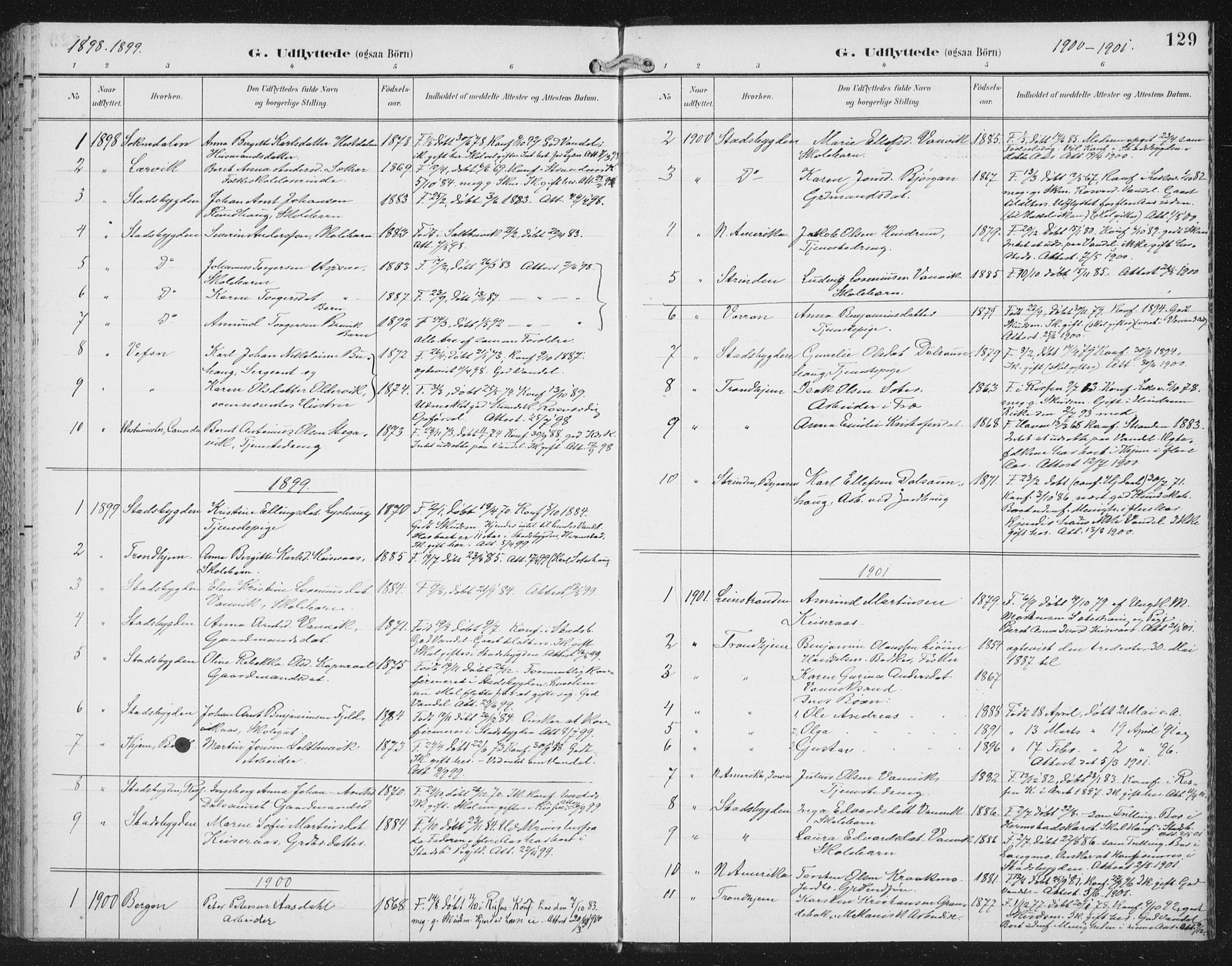 Ministerialprotokoller, klokkerbøker og fødselsregistre - Nord-Trøndelag, SAT/A-1458/702/L0024: Parish register (official) no. 702A02, 1898-1914, p. 129