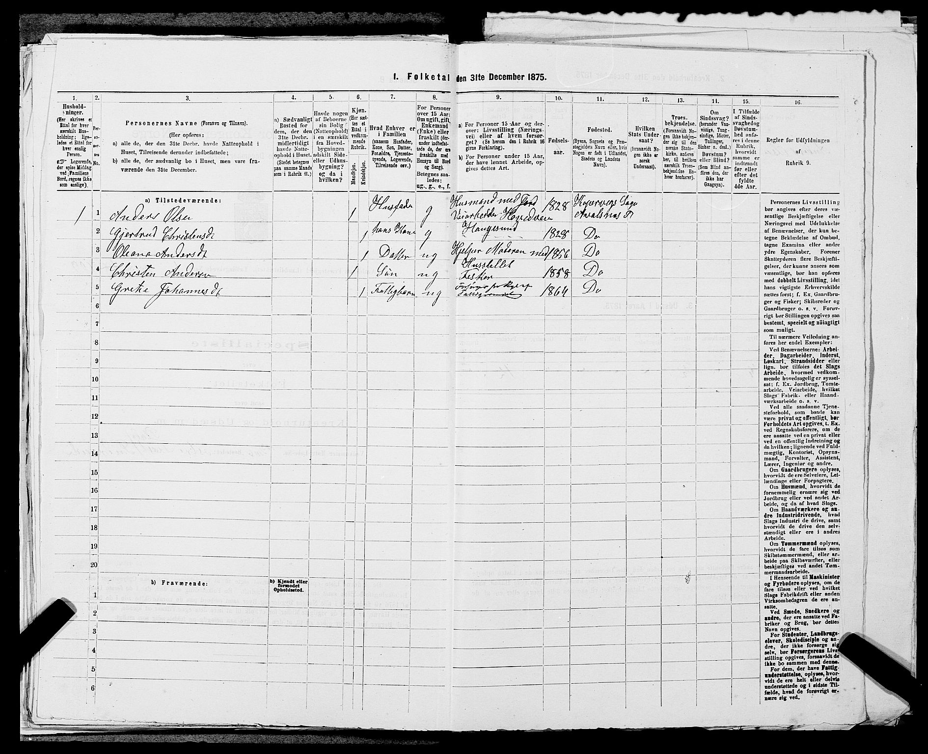 SAST, 1875 census for 1147L Avaldsnes/Avaldsnes og Kopervik, 1875, p. 293