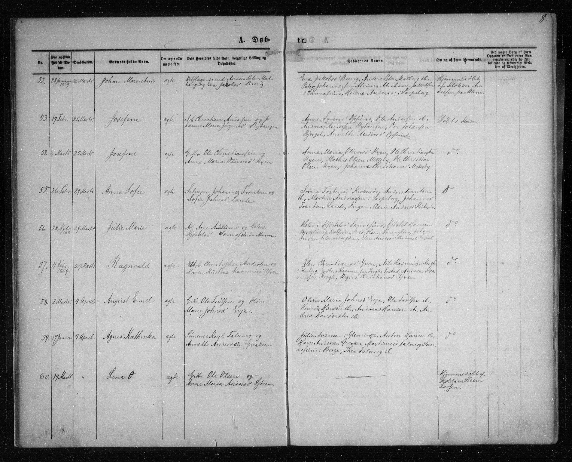 Tune prestekontor Kirkebøker, SAO/A-2007/F/Fa/L0015: Parish register (official) no. 15, 1869-1873, p. 8