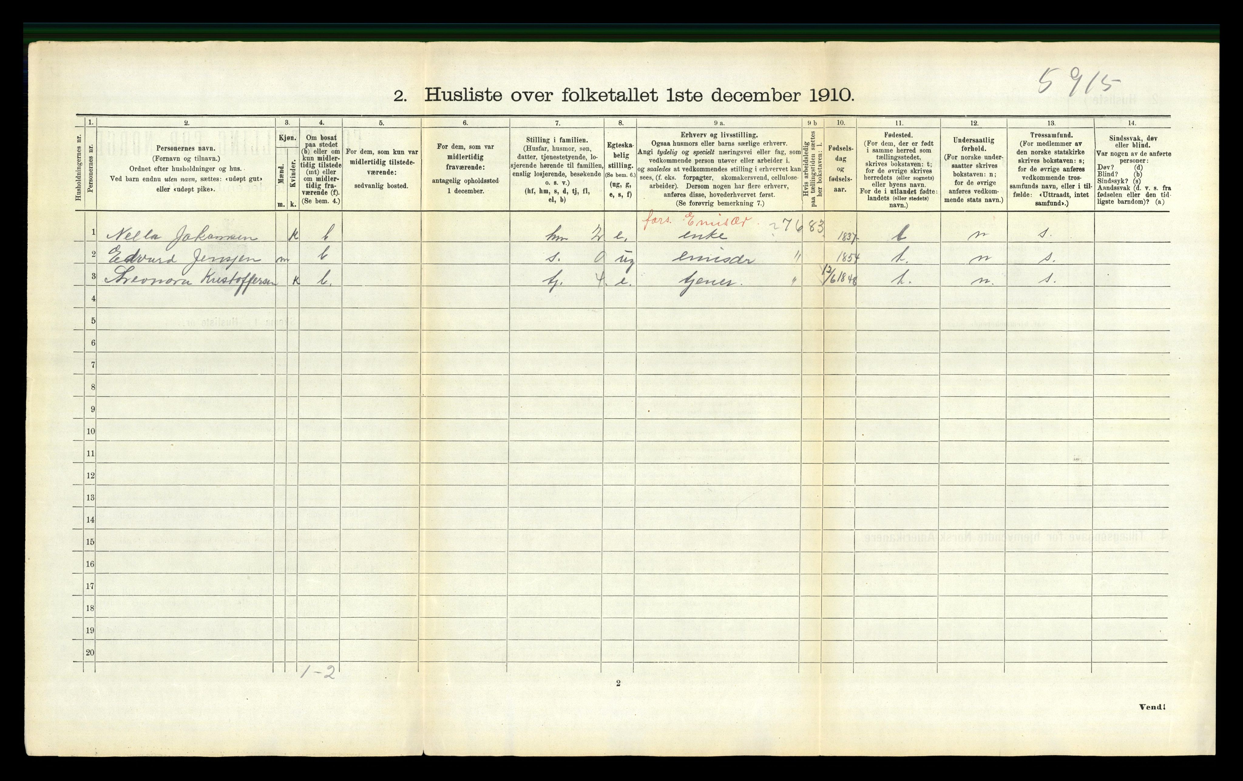 RA, 1910 census for Borge, 1910, p. 746