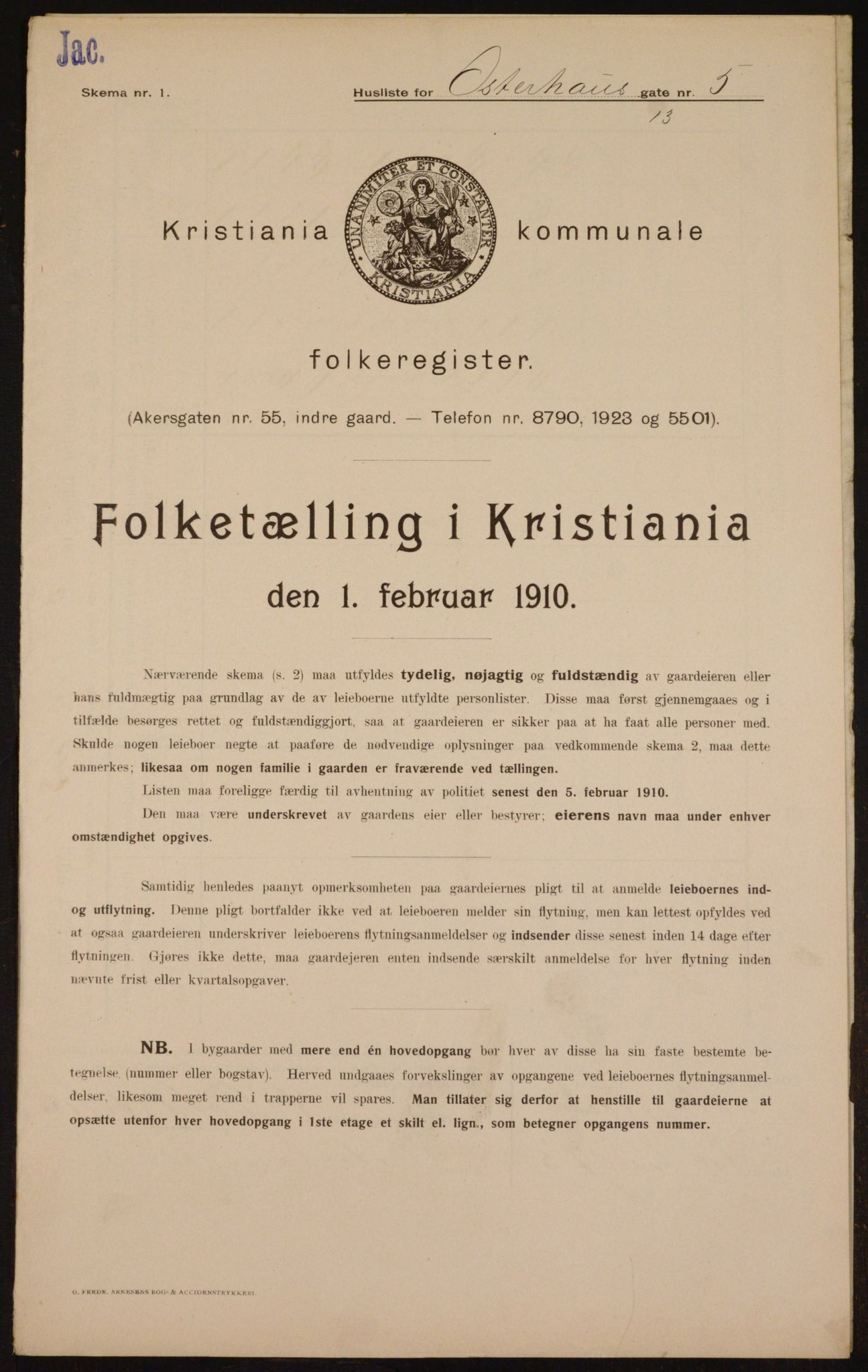 OBA, Municipal Census 1910 for Kristiania, 1910, p. 74490