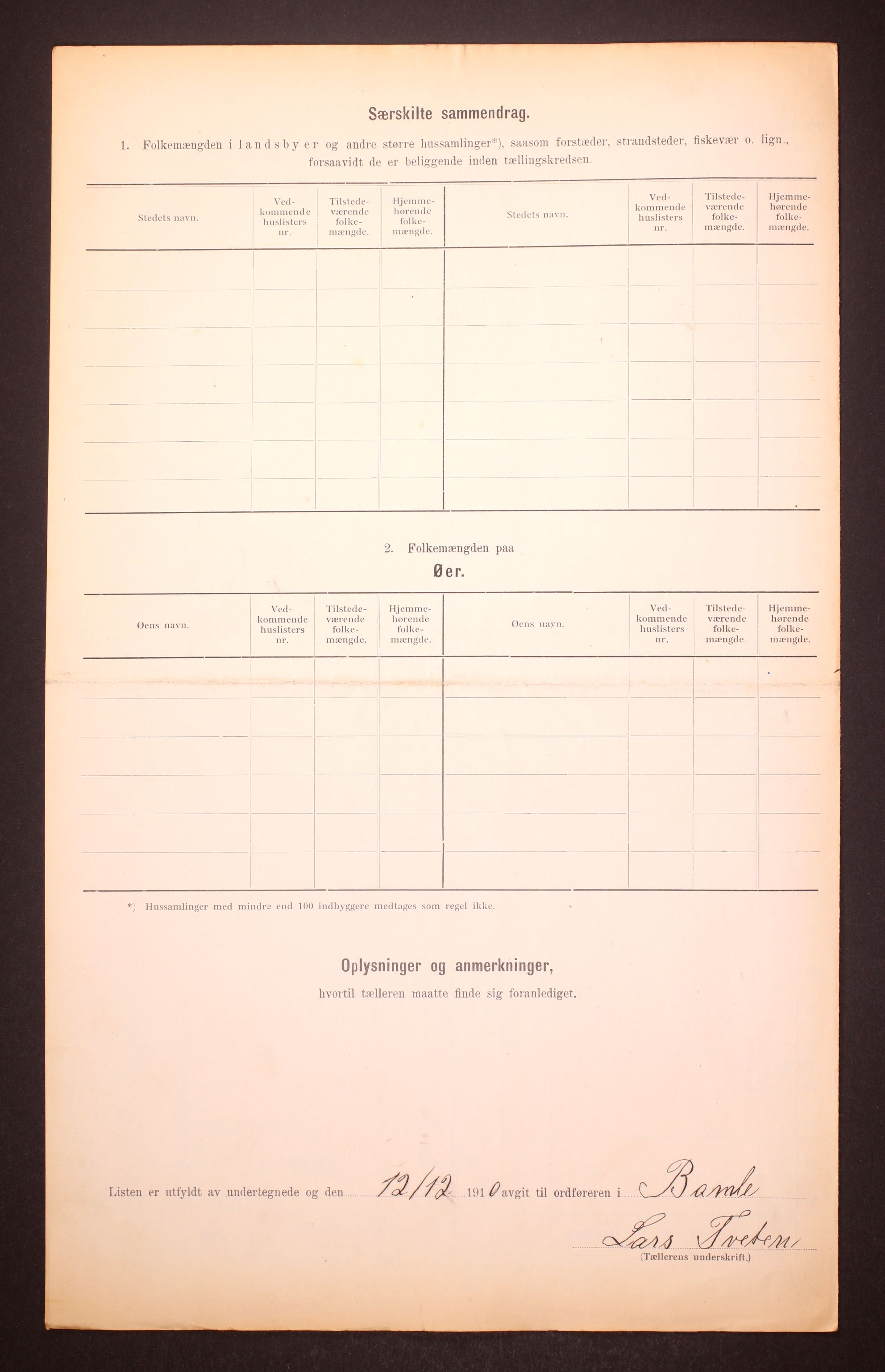 RA, 1910 census for Bamble, 1910, p. 27