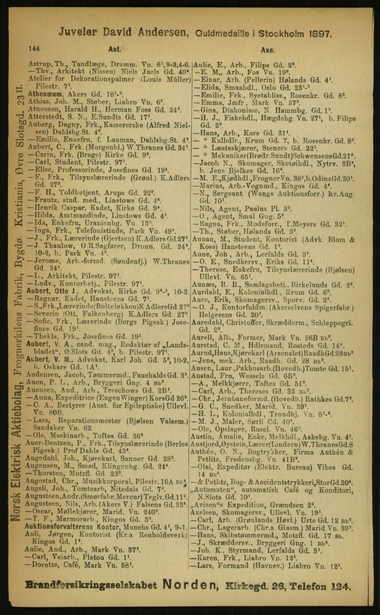 Kristiania/Oslo adressebok, PUBL/-, 1899, p. 144