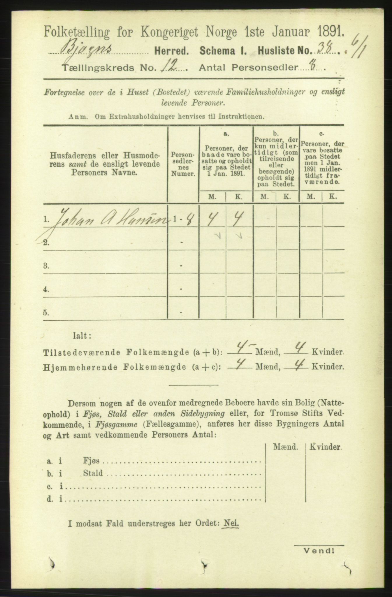 RA, 1891 census for 1627 Bjugn, 1891, p. 3481