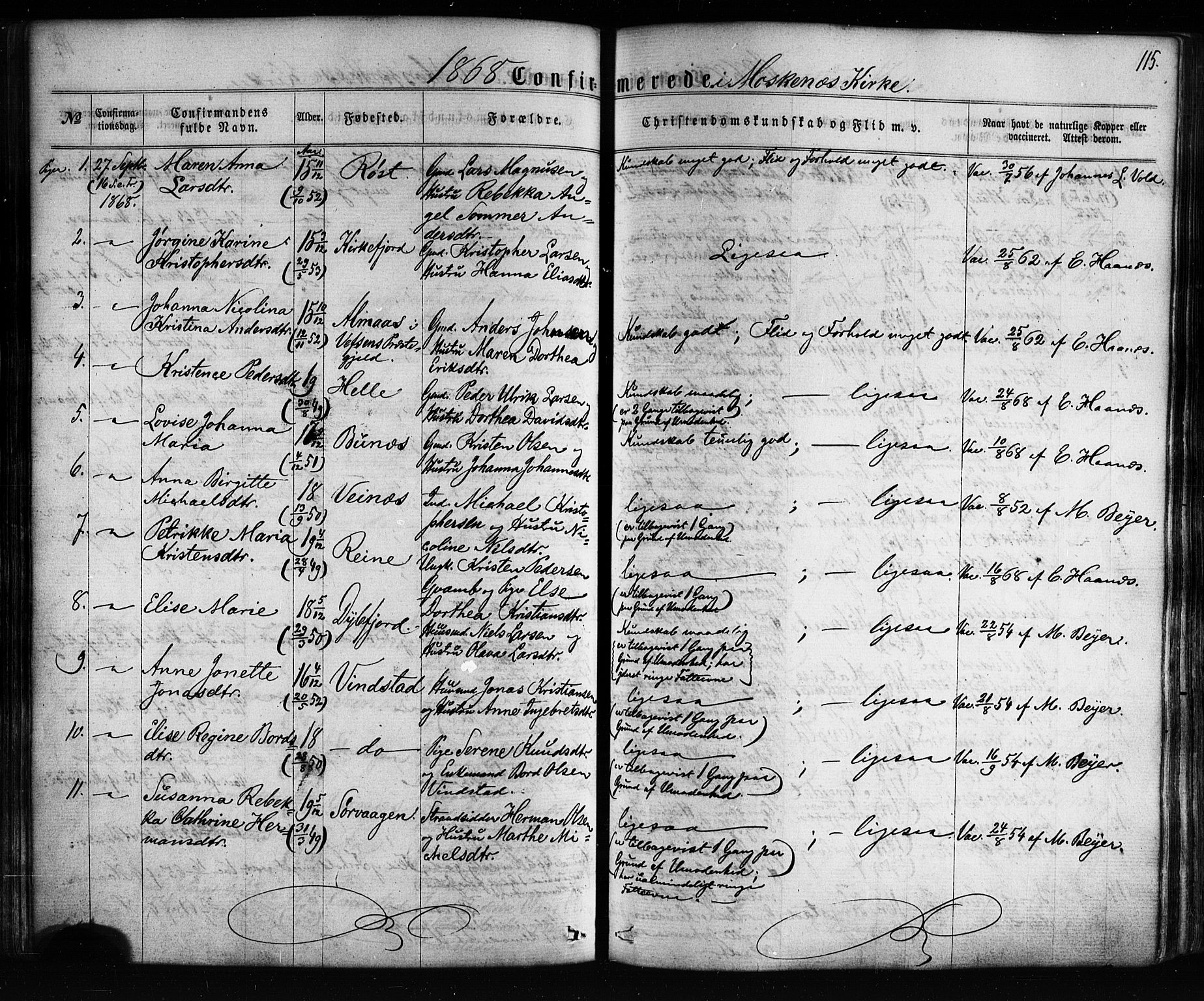 Ministerialprotokoller, klokkerbøker og fødselsregistre - Nordland, AV/SAT-A-1459/885/L1203: Parish register (official) no. 885A04, 1859-1877, p. 115