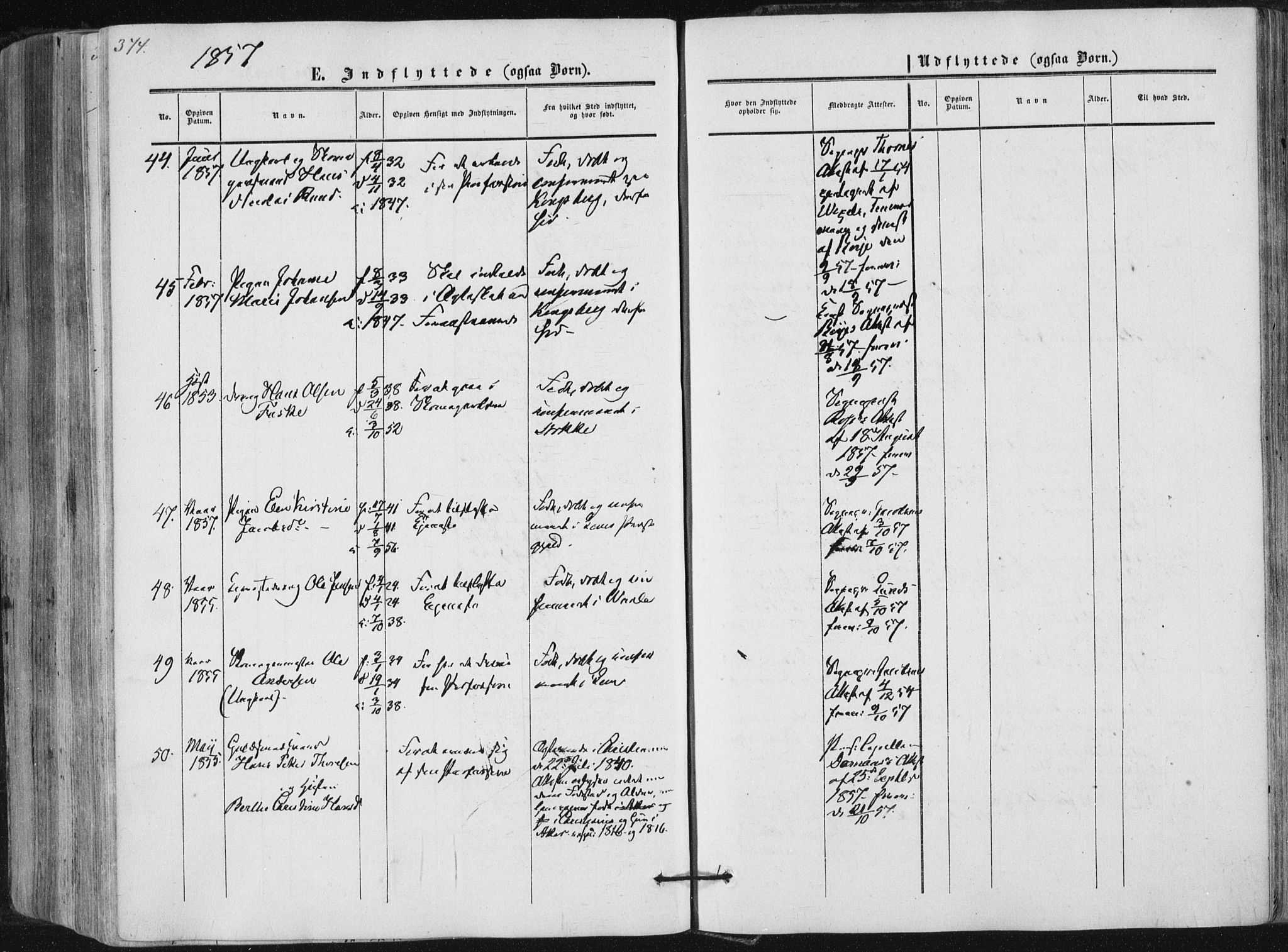 Tønsberg kirkebøker, AV/SAKO-A-330/F/Fa/L0008: Parish register (official) no. I 8, 1855-1864, p. 374