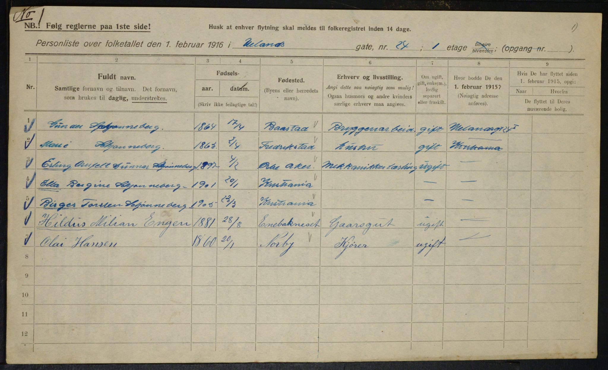 OBA, Municipal Census 1916 for Kristiania, 1916, p. 122314