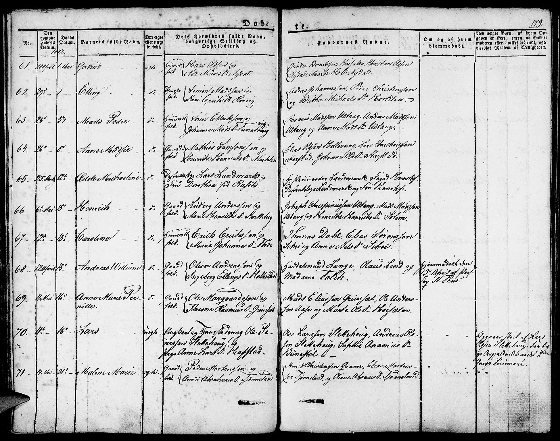 Førde sokneprestembete, SAB/A-79901/H/Haa/Haaa/L0006: Parish register (official) no. A 6, 1821-1842, p. 179