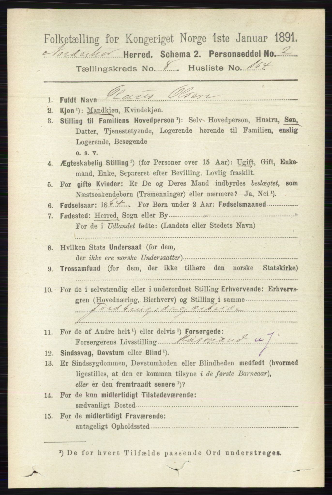 RA, 1891 census for 0613 Norderhov, 1891, p. 6473