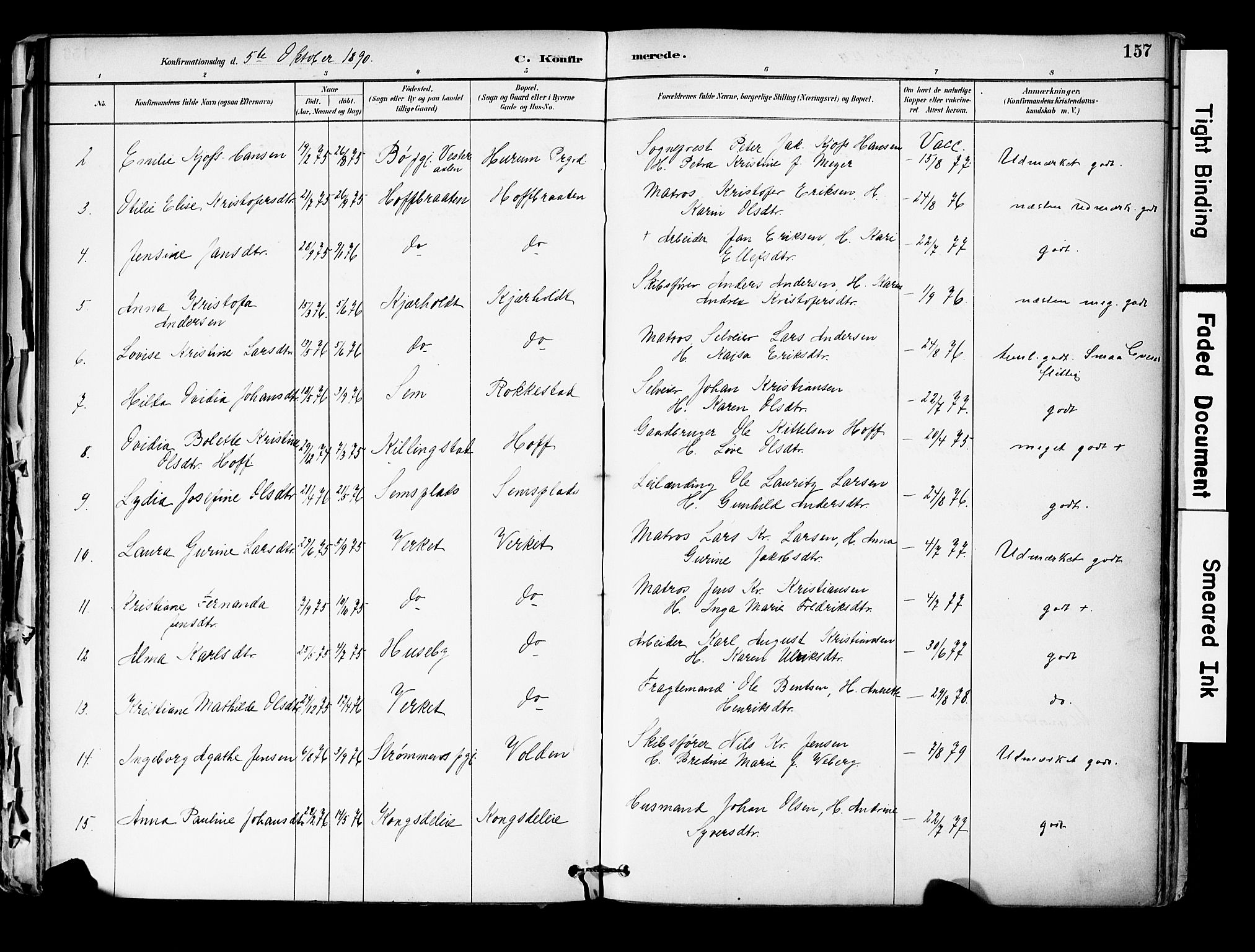 Hurum kirkebøker, SAKO/A-229/F/Fa/L0014: Parish register (official) no. 14, 1882-1895, p. 157
