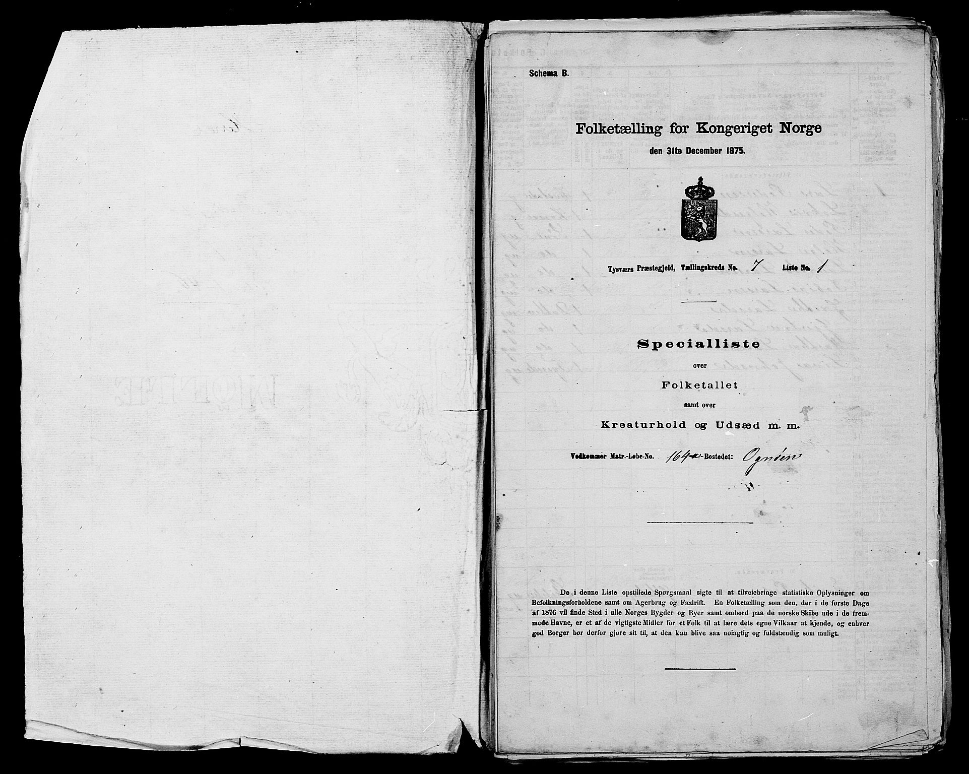 SAST, 1875 census for 1146P Tysvær, 1875, p. 864