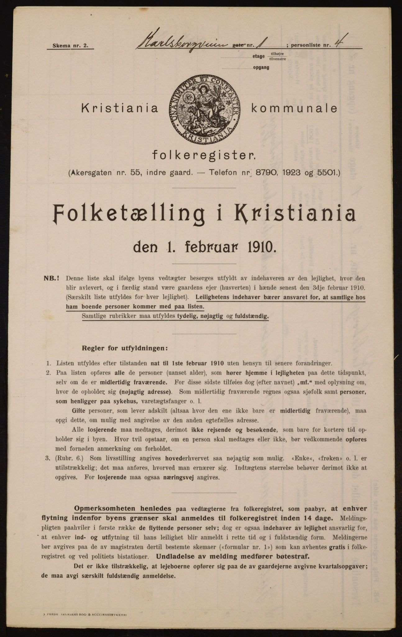 OBA, Municipal Census 1910 for Kristiania, 1910, p. 47500