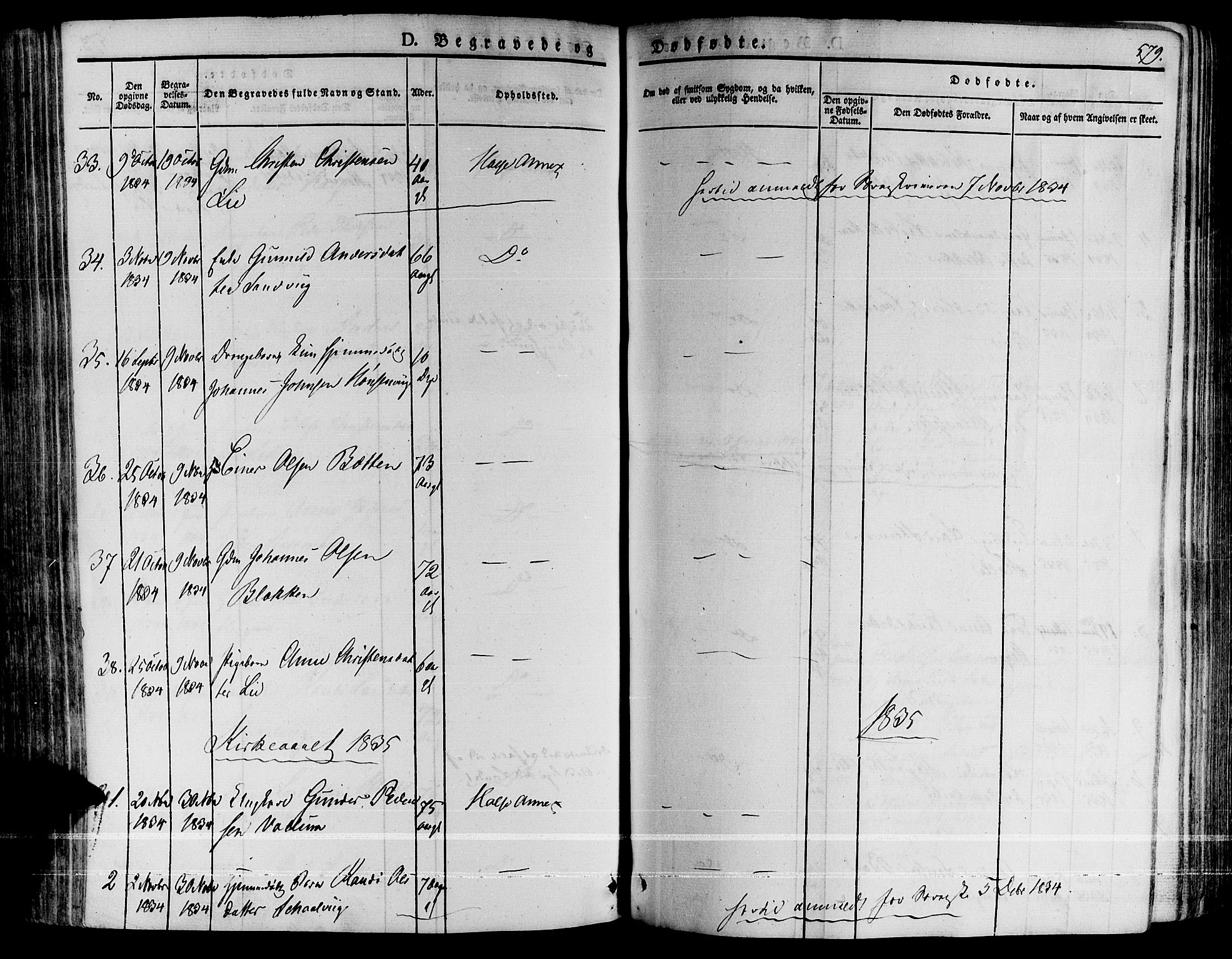 Ministerialprotokoller, klokkerbøker og fødselsregistre - Møre og Romsdal, AV/SAT-A-1454/592/L1025: Parish register (official) no. 592A03 /2, 1831-1849, p. 579