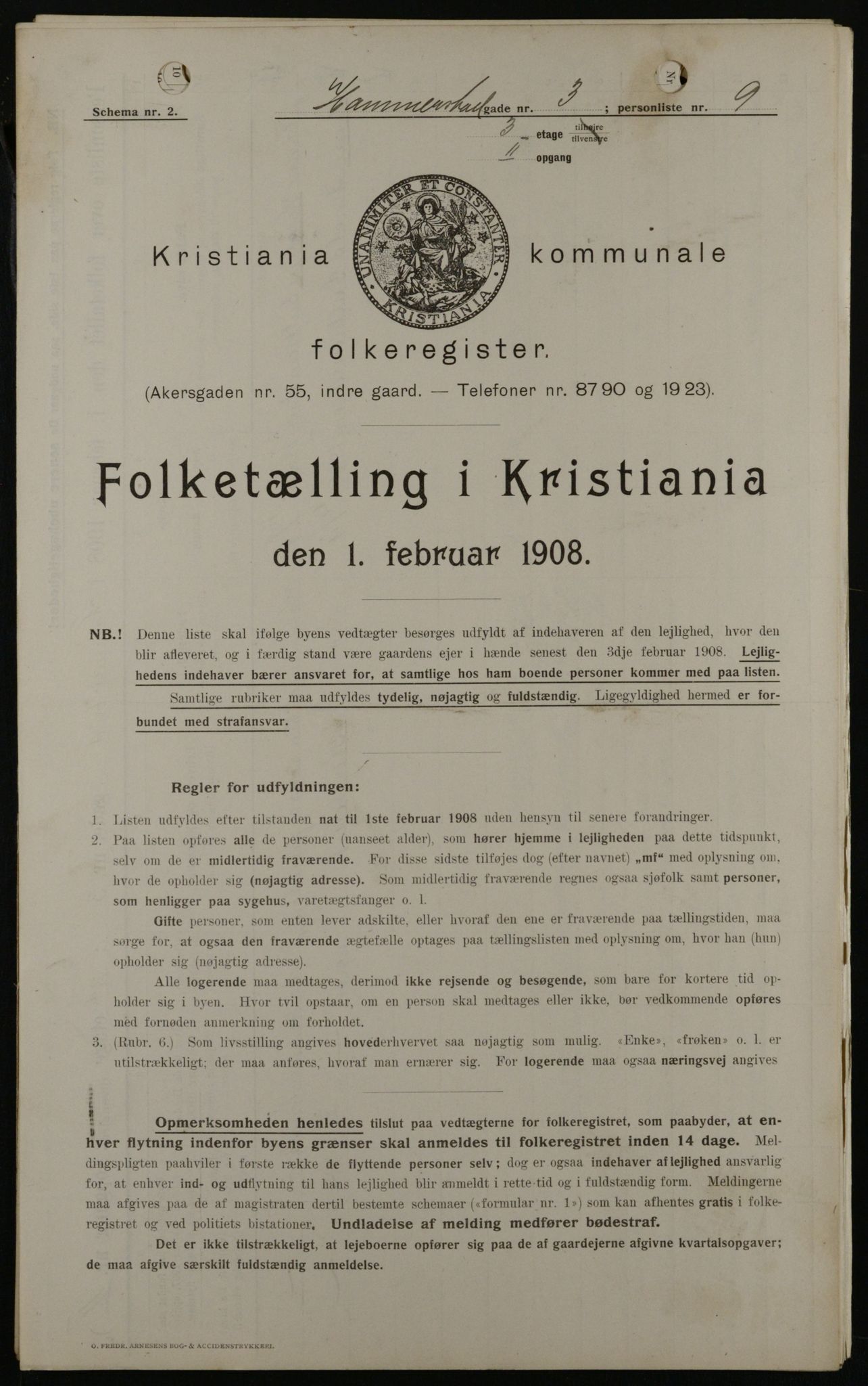 OBA, Municipal Census 1908 for Kristiania, 1908, p. 31158