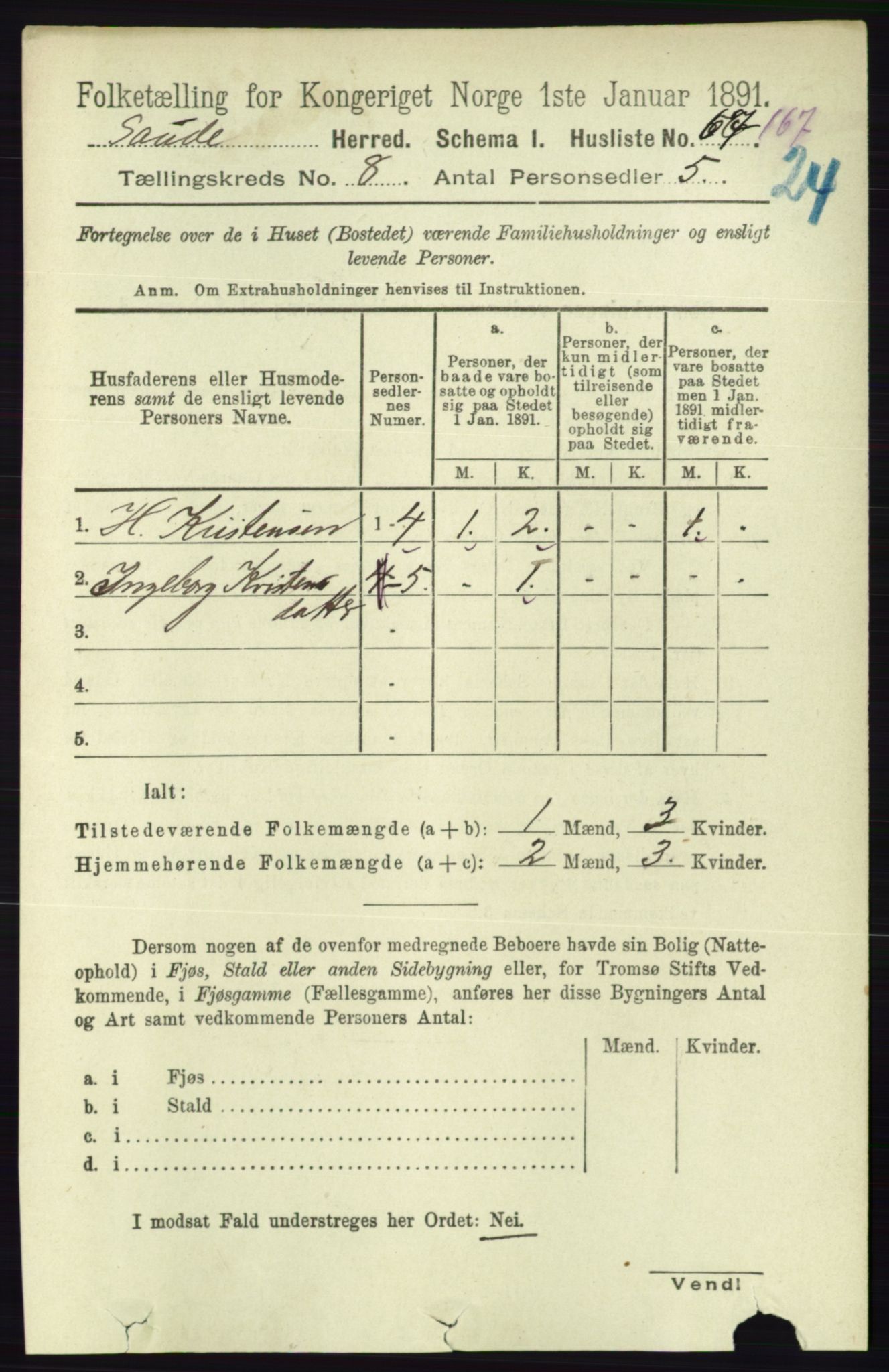 RA, 1891 census for 0822 Sauherad, 1891, p. 2326