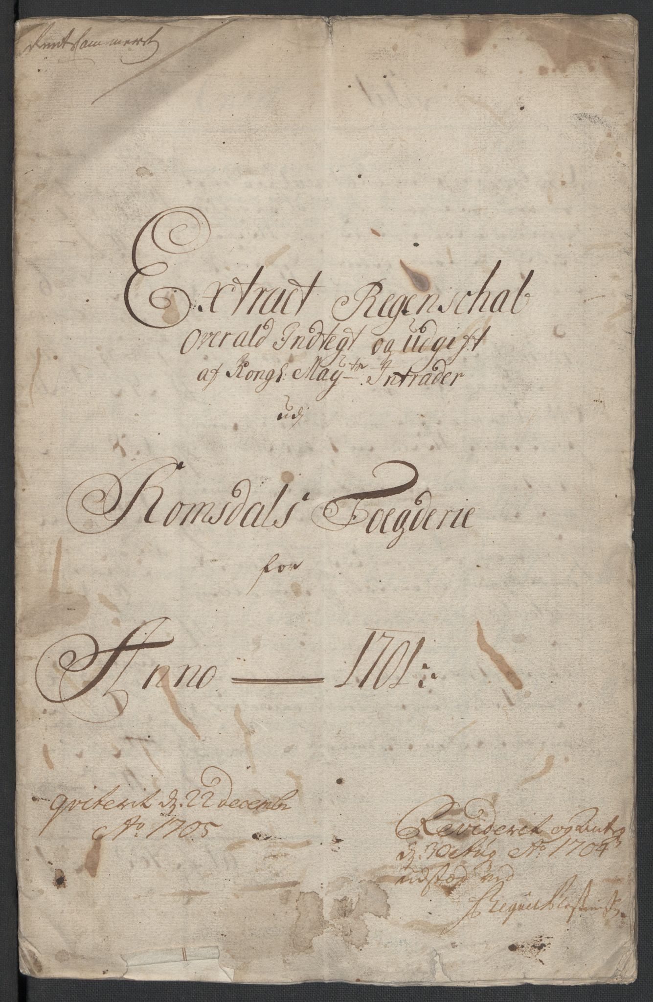 Rentekammeret inntil 1814, Reviderte regnskaper, Fogderegnskap, AV/RA-EA-4092/R55/L3655: Fogderegnskap Romsdal, 1701-1702, p. 3