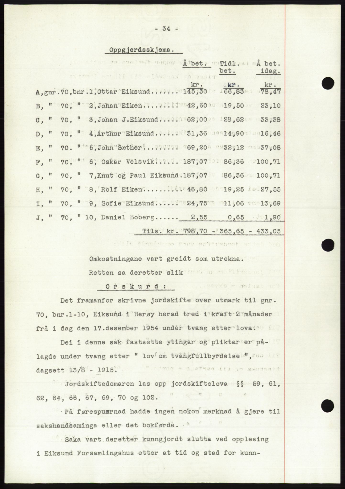 Søre Sunnmøre sorenskriveri, AV/SAT-A-4122/1/2/2C/L0100: Mortgage book no. 26A, 1954-1955, Diary no: : 468/1955