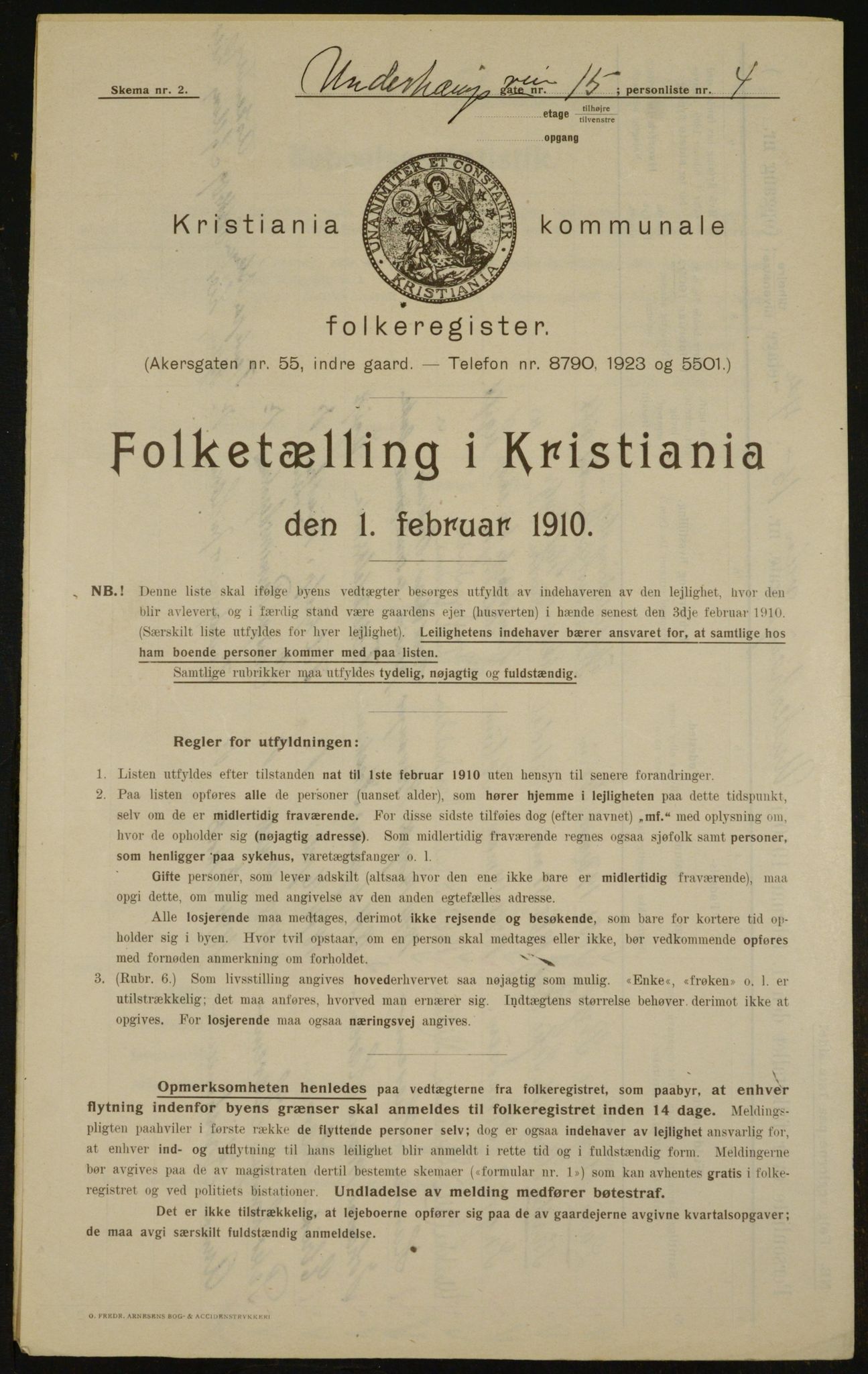 OBA, Municipal Census 1910 for Kristiania, 1910, p. 113665