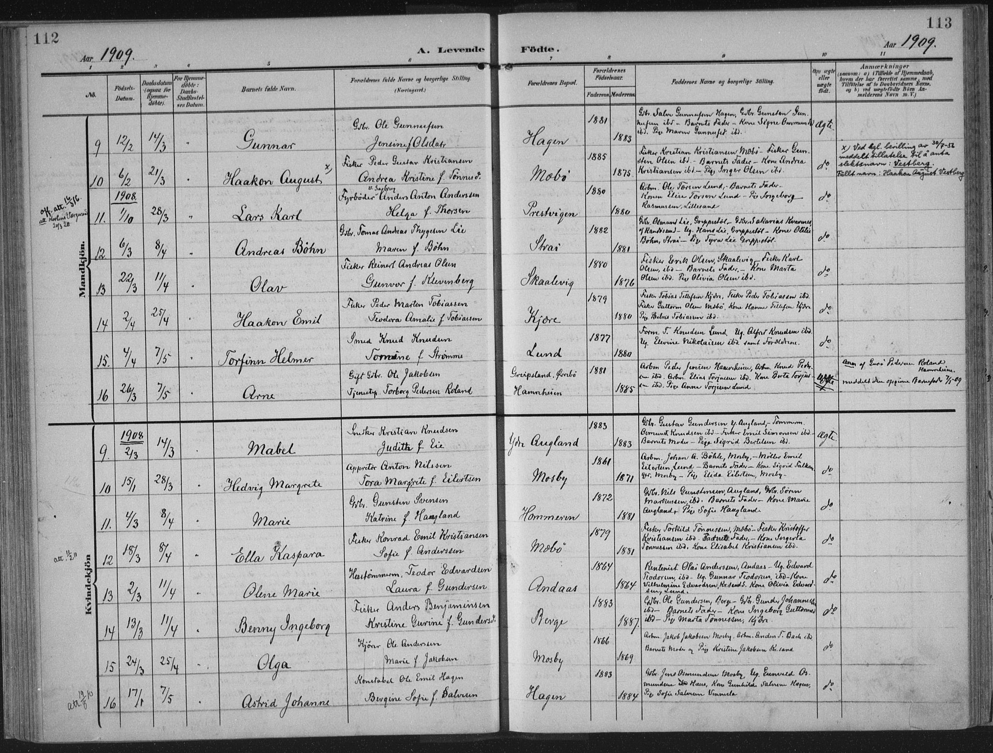 Oddernes sokneprestkontor, AV/SAK-1111-0033/F/Fa/Faa/L0011: Parish register (official) no. A 11, 1904-1911, p. 112-113