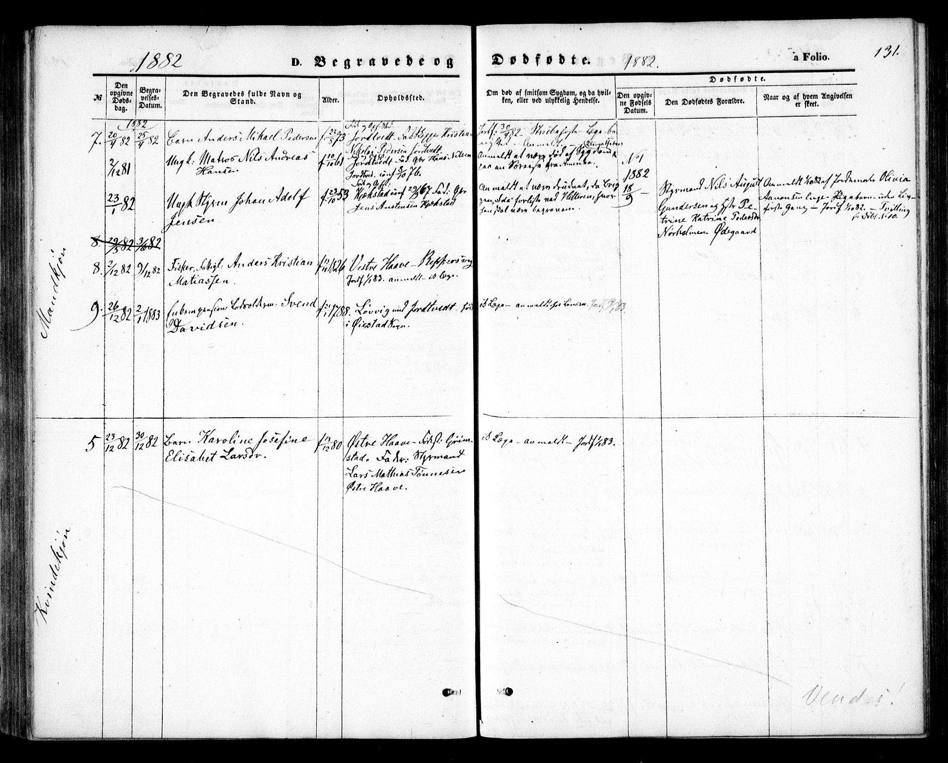 Hommedal sokneprestkontor, AV/SAK-1111-0023/F/Fa/Faa/L0002: Parish register (official) no. A 2, 1861-1884, p. 131