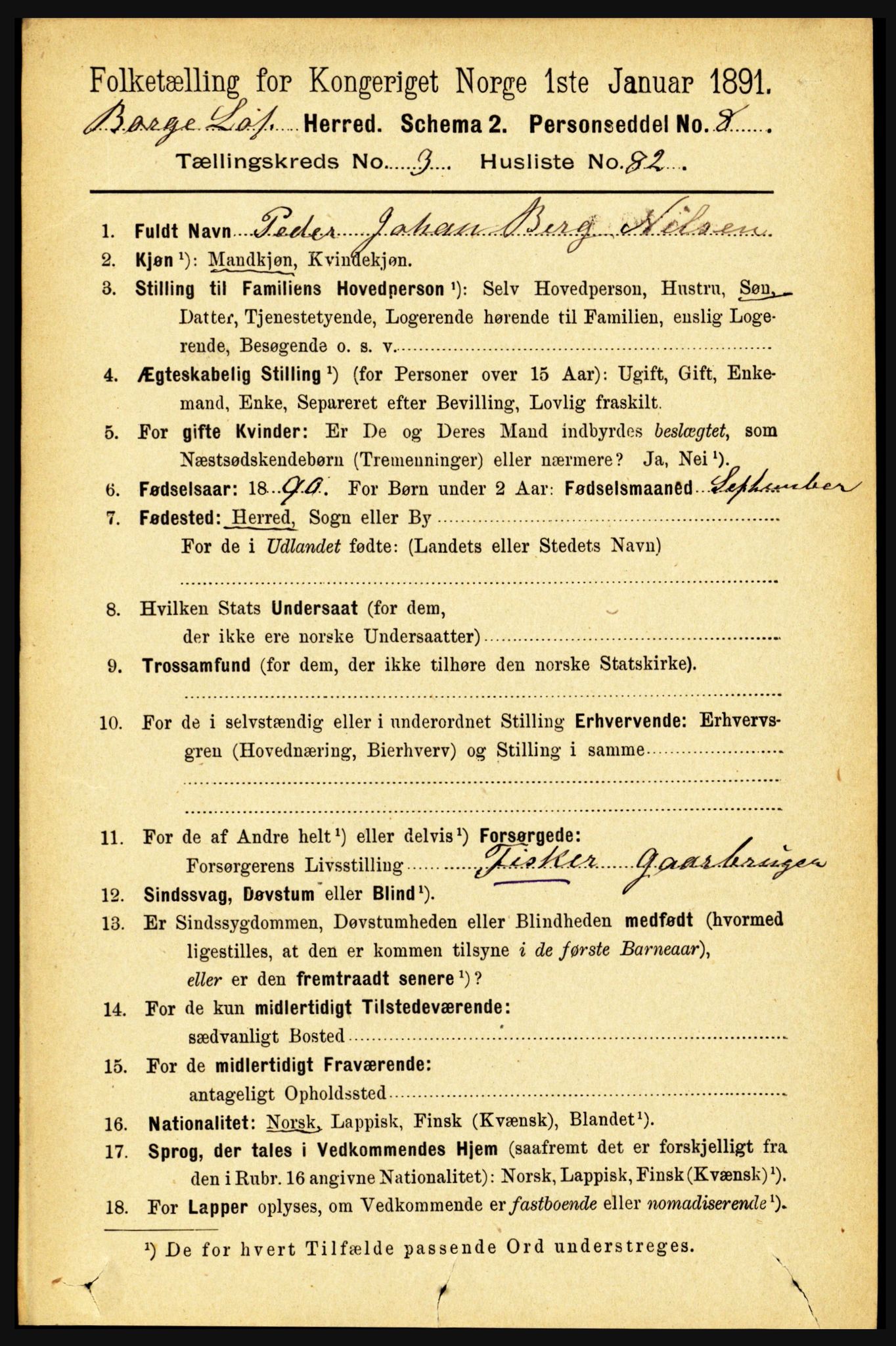 RA, 1891 census for 1862 Borge, 1891, p. 2029