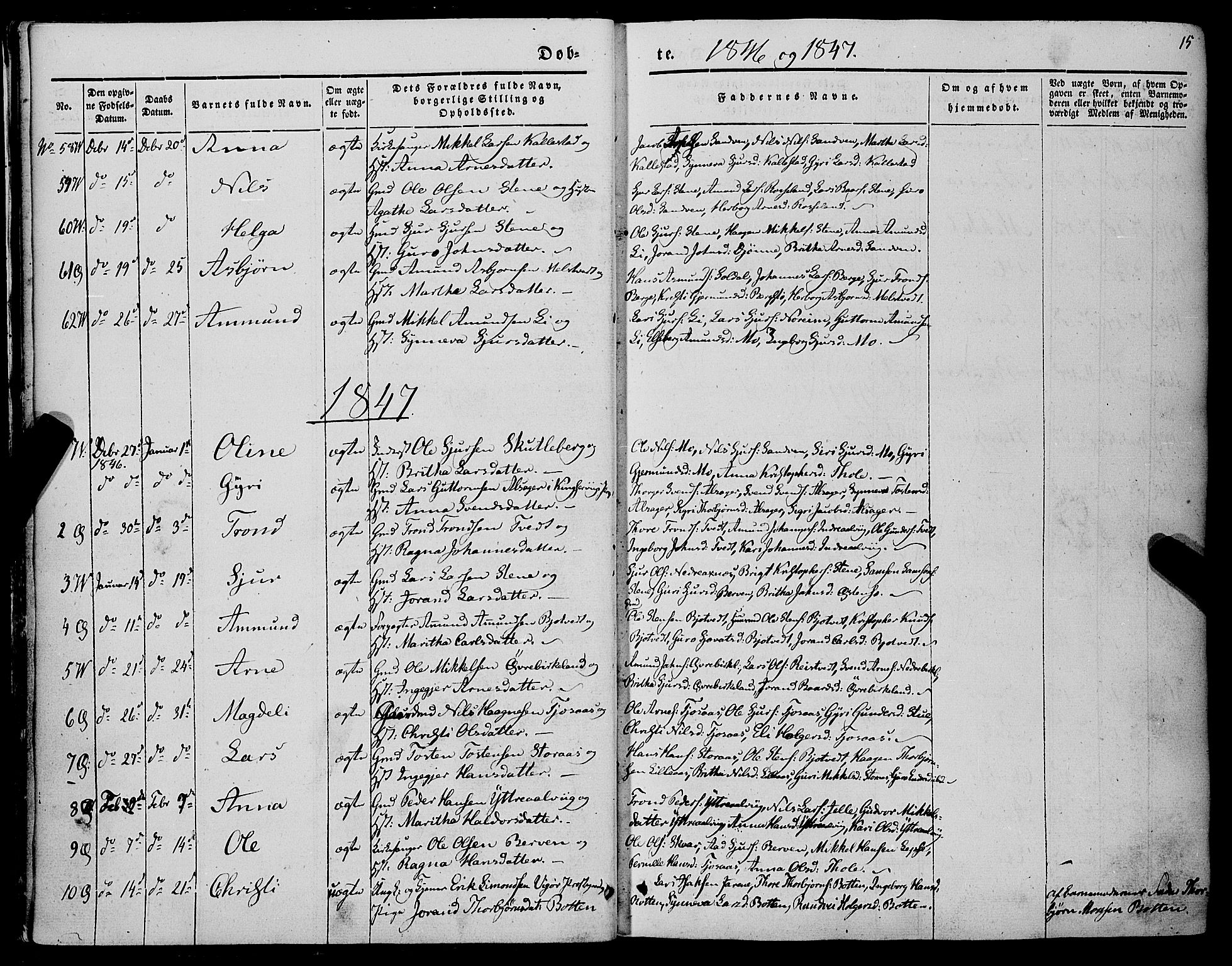 Kvam sokneprestembete, AV/SAB-A-76201/H/Haa: Parish register (official) no. A 8, 1844-1863, p. 15