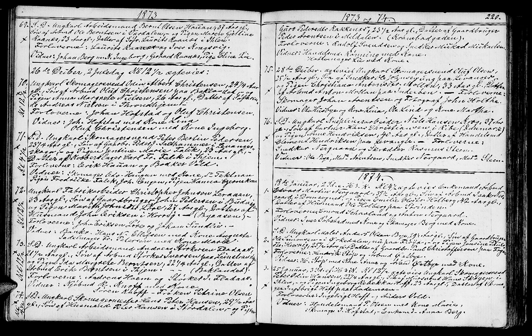 Ministerialprotokoller, klokkerbøker og fødselsregistre - Sør-Trøndelag, SAT/A-1456/602/L0142: Parish register (copy) no. 602C10, 1872-1894, p. 220