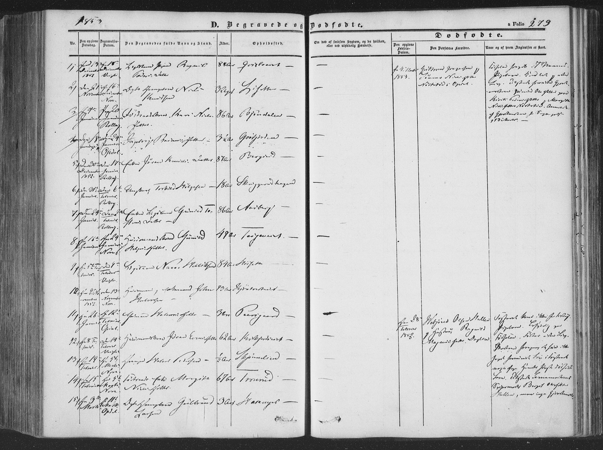 Rollag kirkebøker, SAKO/A-240/F/Fa/L0008: Parish register (official) no. I 8, 1847-1860, p. 279