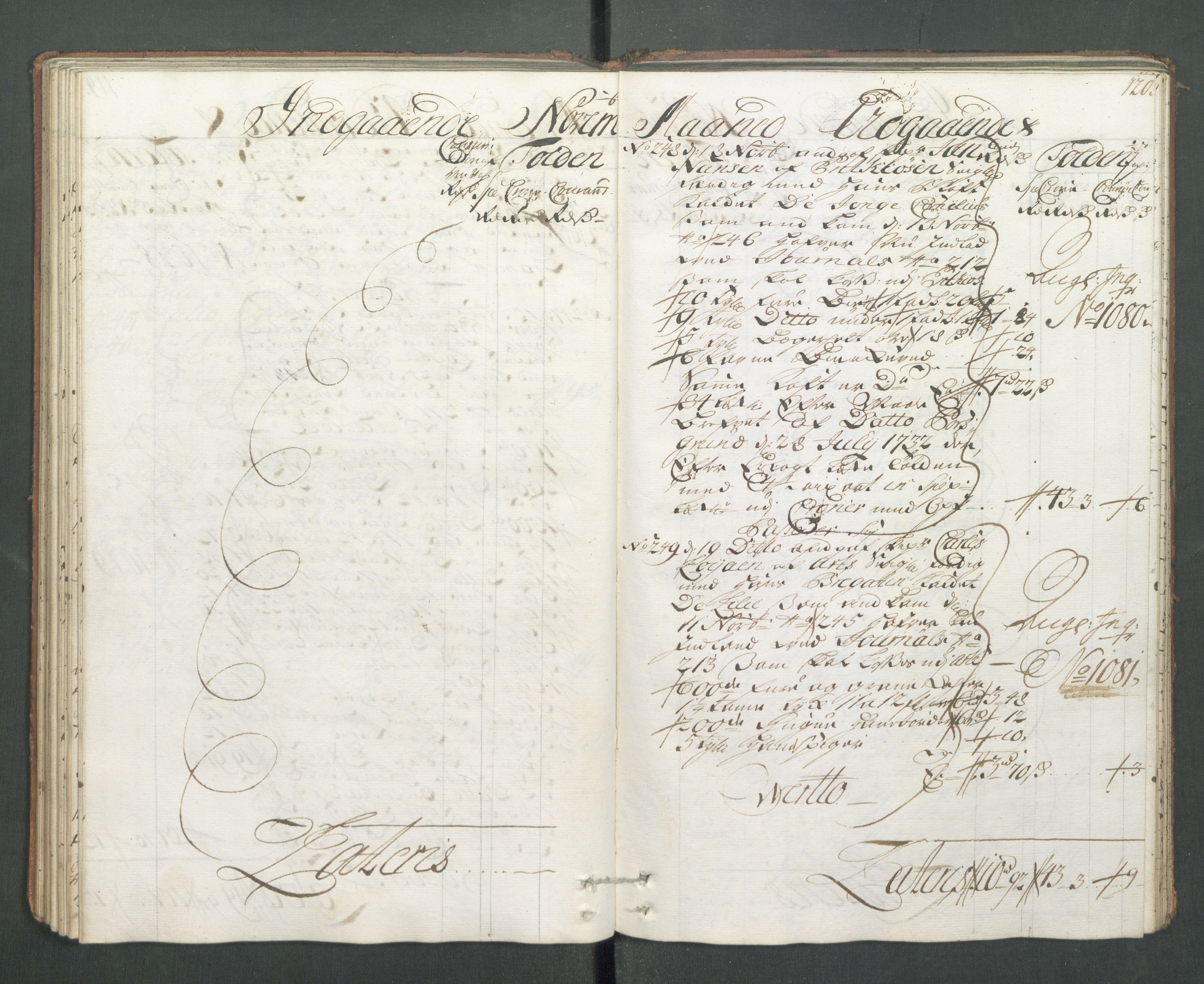 Generaltollkammeret, tollregnskaper, AV/RA-EA-5490/R14/L0013/0001: Tollregnskaper Øster-Risør / Hovedtollbok, 1733, p. 119b-120a