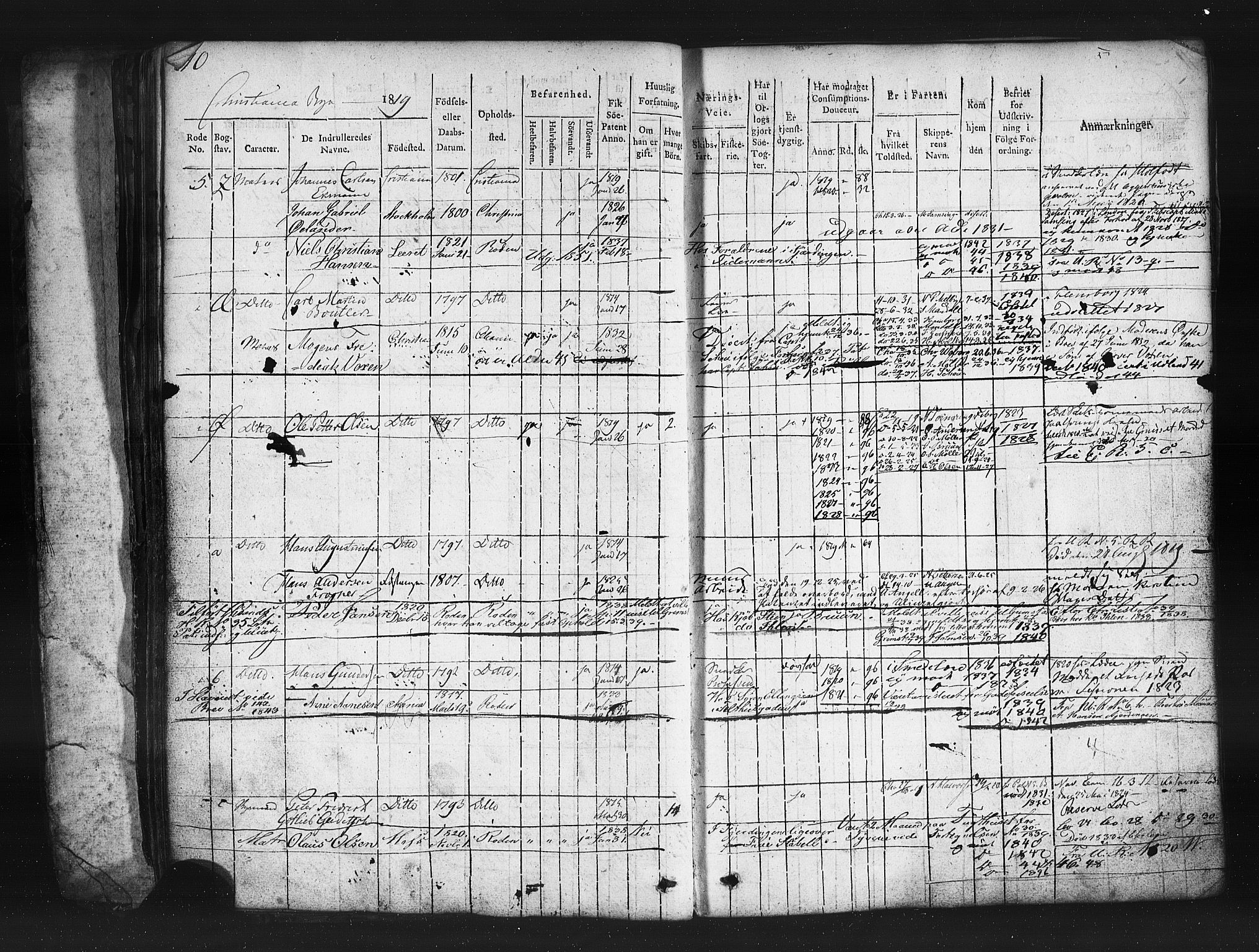 Oslo mønstringskontor, AV/SAO-A-10569g/F/Fc/Fcb/L0001: Hovedrulle, 1819-1860, p. 41