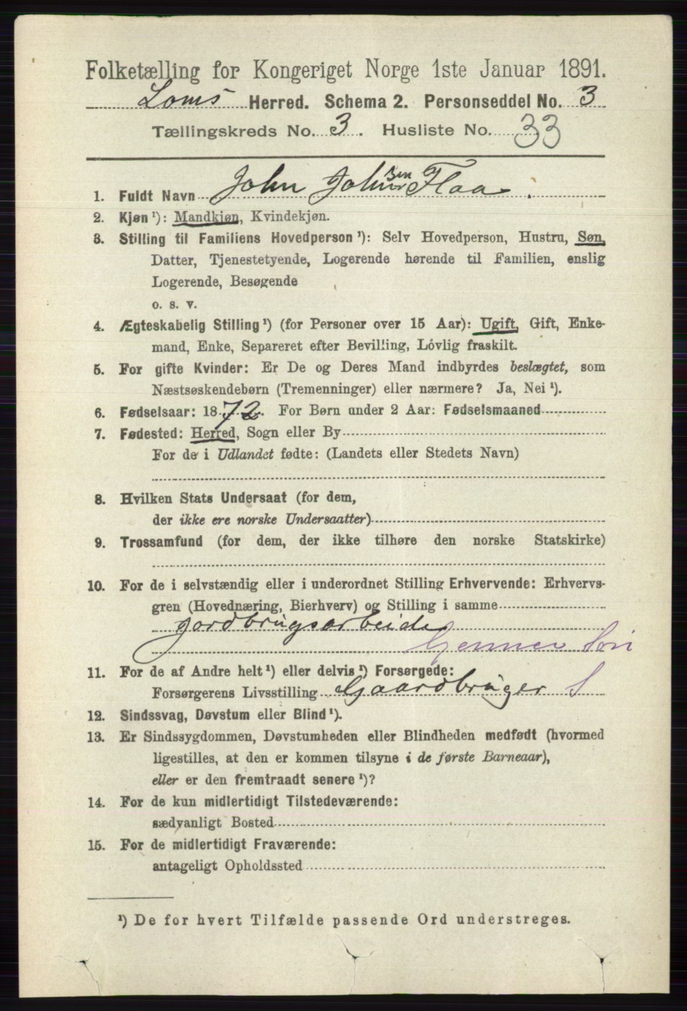 RA, 1891 census for 0514 Lom, 1891, p. 1451