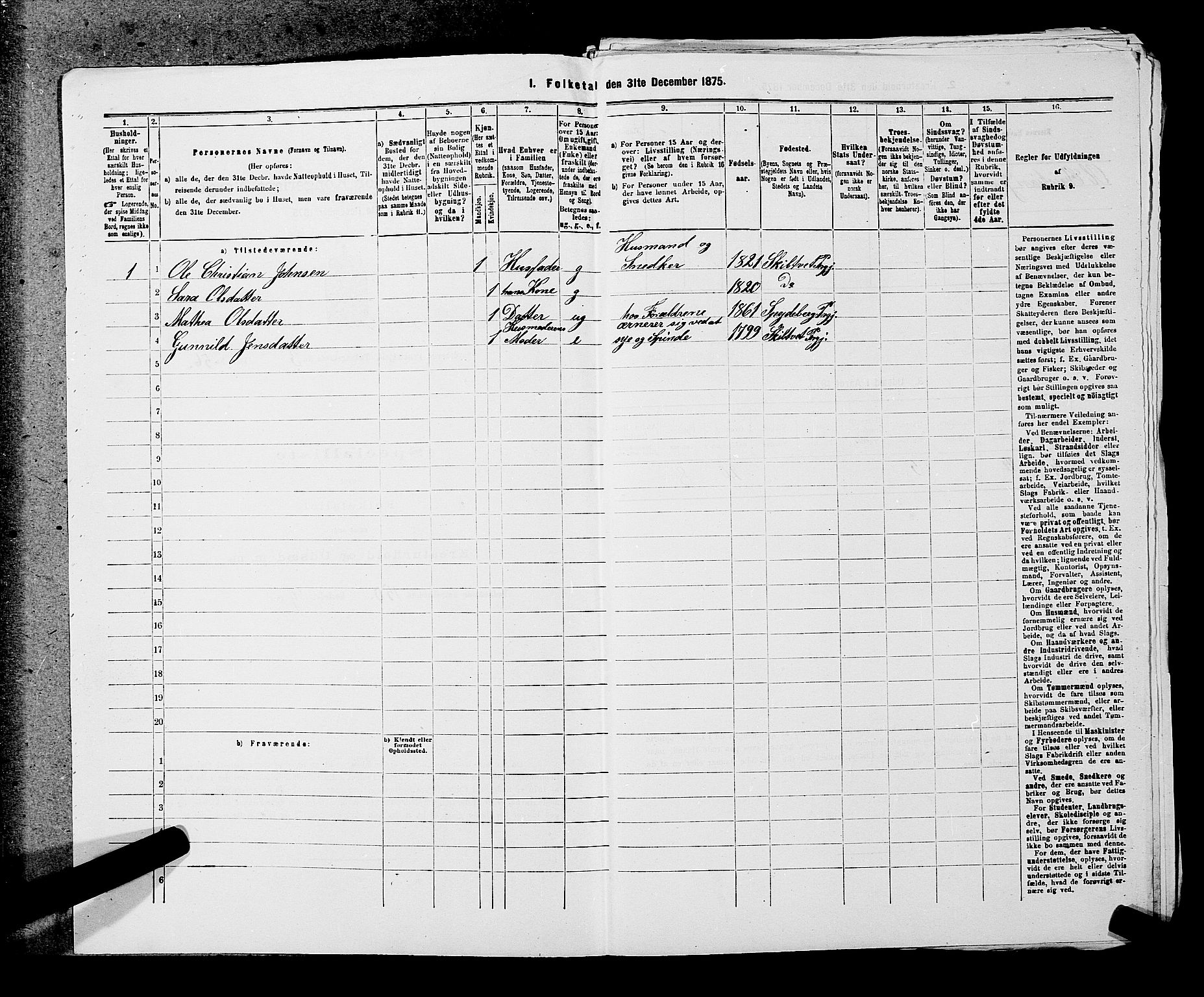 RA, 1875 census for 0123P Spydeberg, 1875, p. 408