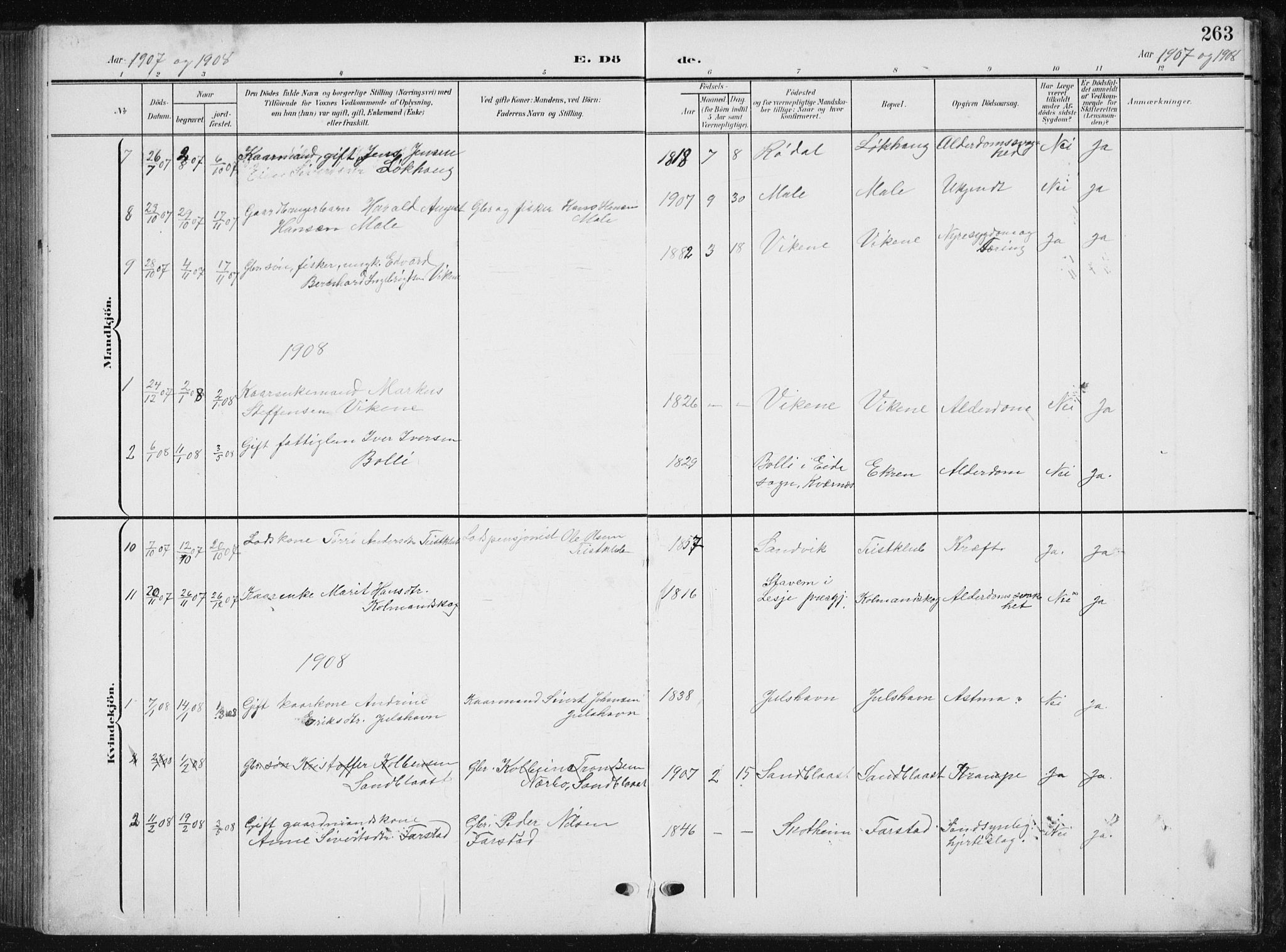 Ministerialprotokoller, klokkerbøker og fødselsregistre - Møre og Romsdal, SAT/A-1454/567/L0784: Parish register (copy) no. 567C04, 1903-1938, p. 263