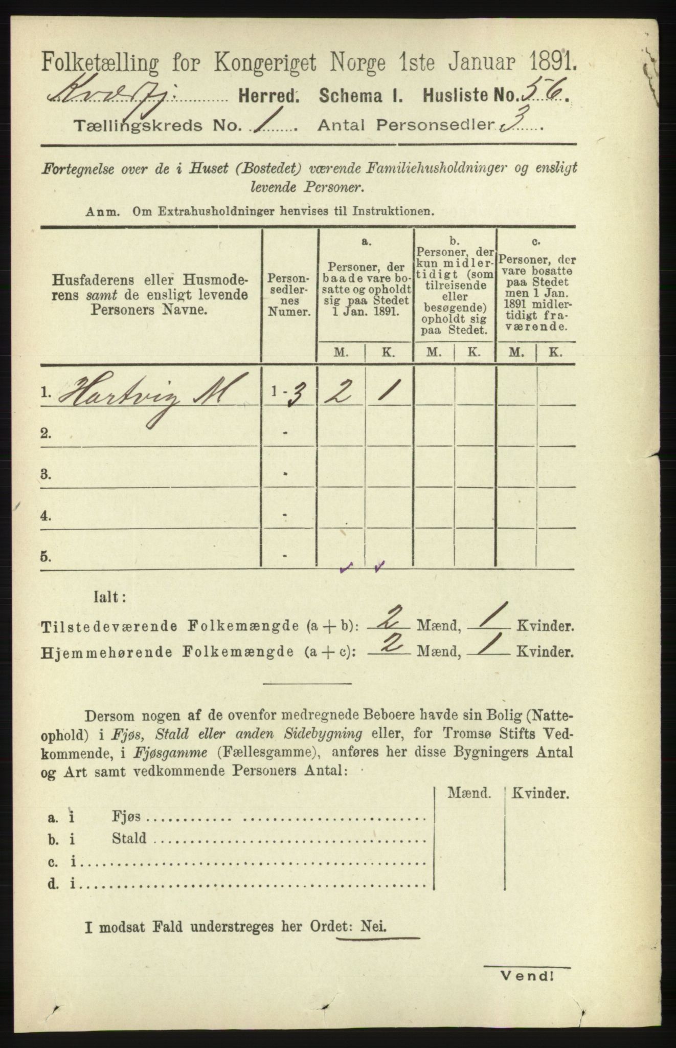 RA, 1891 census for 1911 Kvæfjord, 1891, p. 76