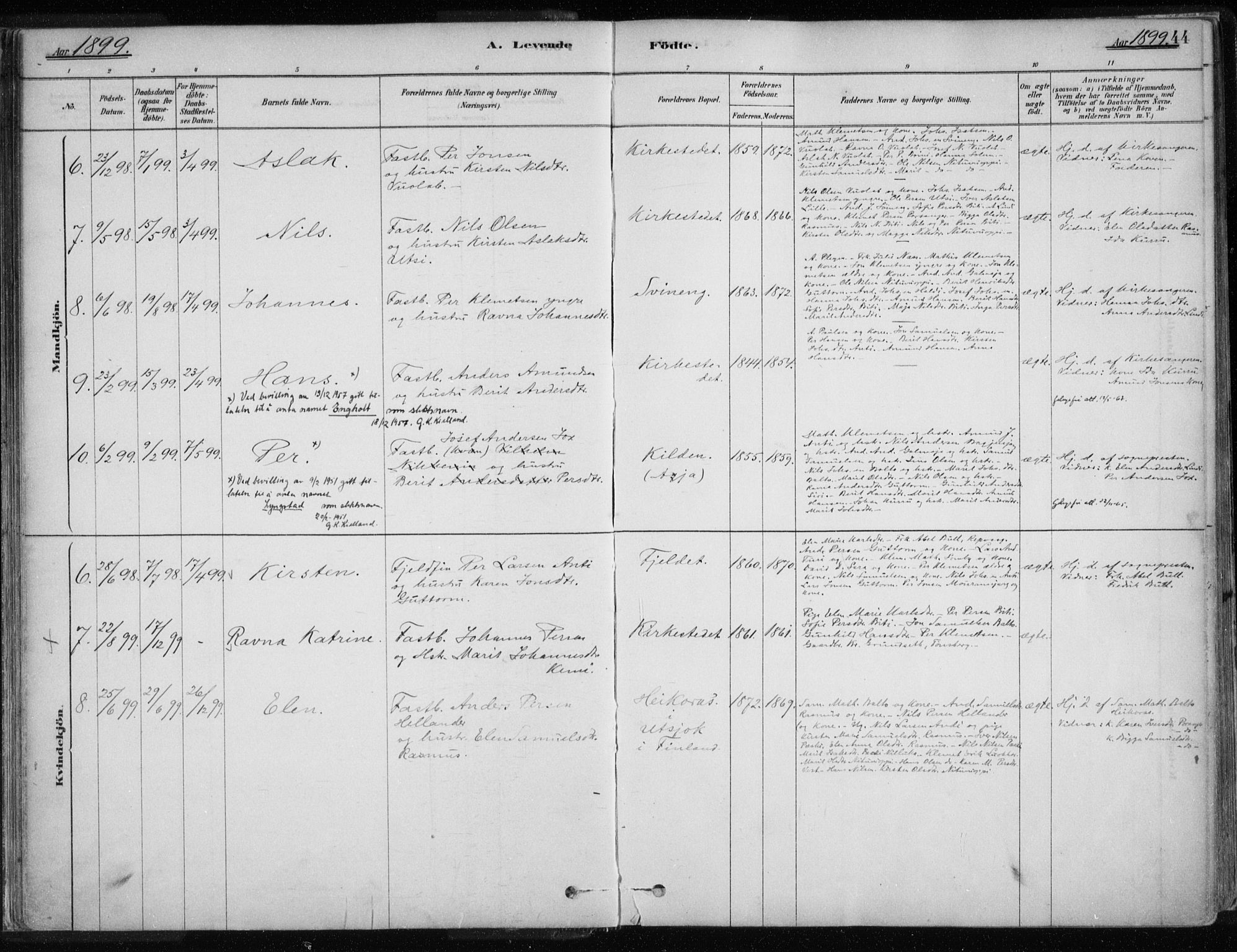 Karasjok sokneprestkontor, AV/SATØ-S-1352/H/Ha/L0002kirke: Parish register (official) no. 2, 1885-1906, p. 44