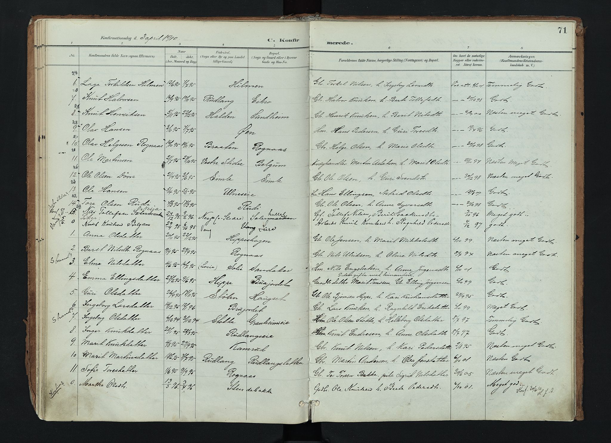 Nord-Aurdal prestekontor, SAH/PREST-132/H/Ha/Haa/L0017: Parish register (official) no. 17, 1897-1926, p. 71