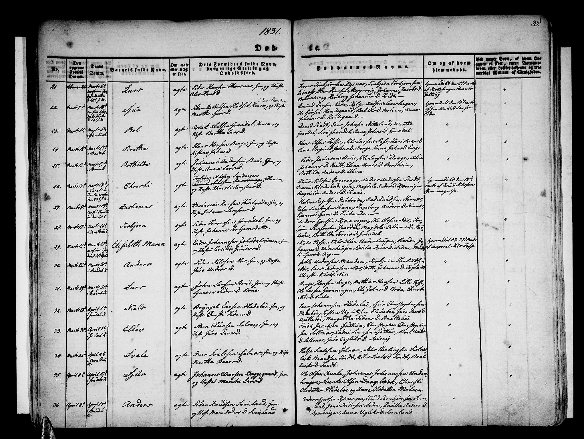 Strandebarm sokneprestembete, AV/SAB-A-78401/H/Haa: Parish register (official) no. A 6, 1826-1843, p. 35