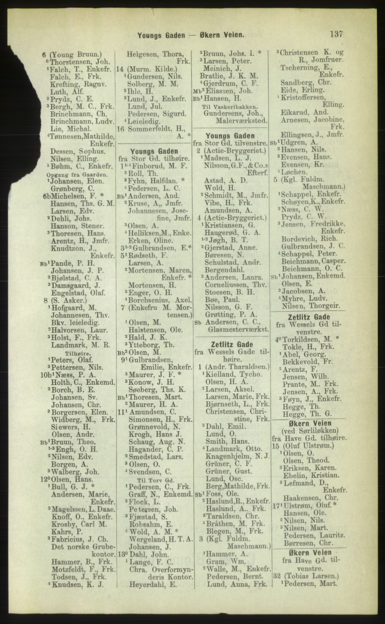 Kristiania/Oslo adressebok, PUBL/-, 1883, p. 137