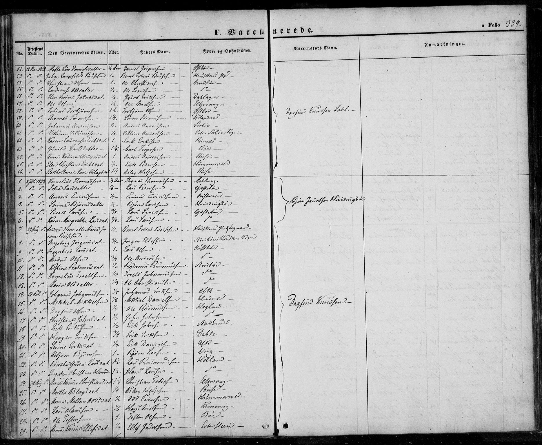 Rennesøy sokneprestkontor, SAST/A -101827/H/Ha/Haa/L0005: Parish register (official) no. A 5, 1838-1859, p. 339
