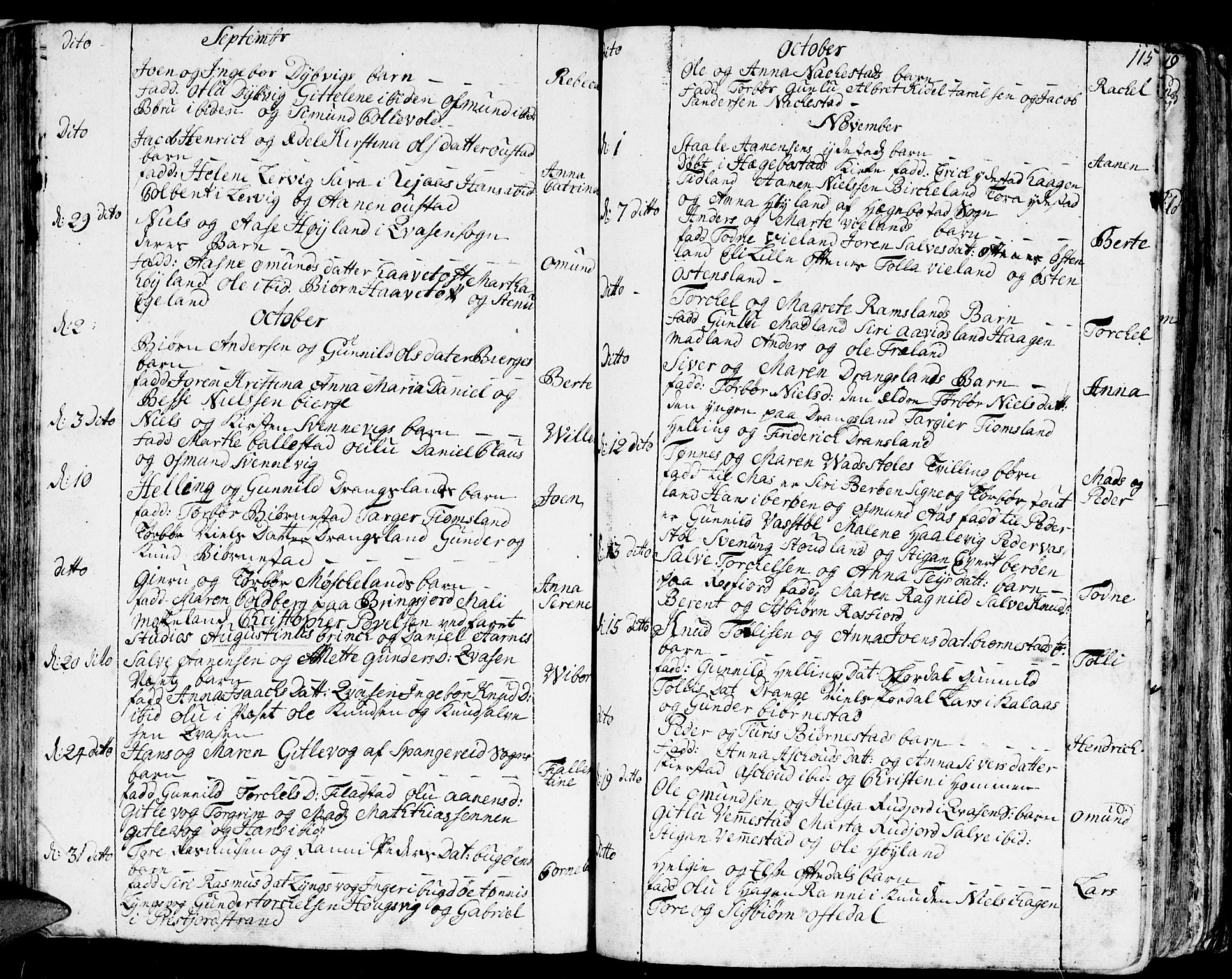 Lyngdal sokneprestkontor, AV/SAK-1111-0029/F/Fa/Fac/L0001: Parish register (official) no. A 1, 1727-1779, p. 115